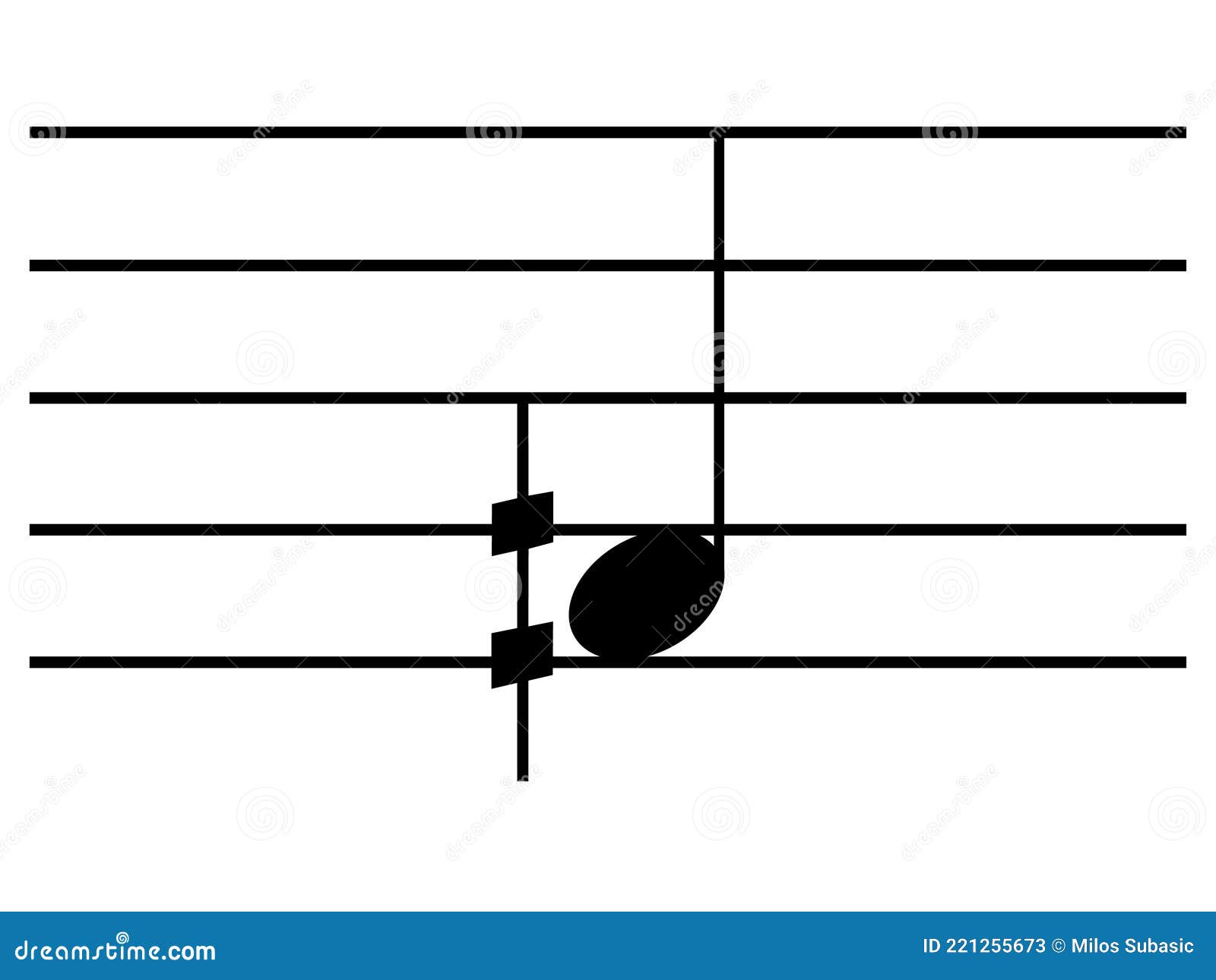 Black Music Symbol of Demisharp on Staff Lines Stock Vector