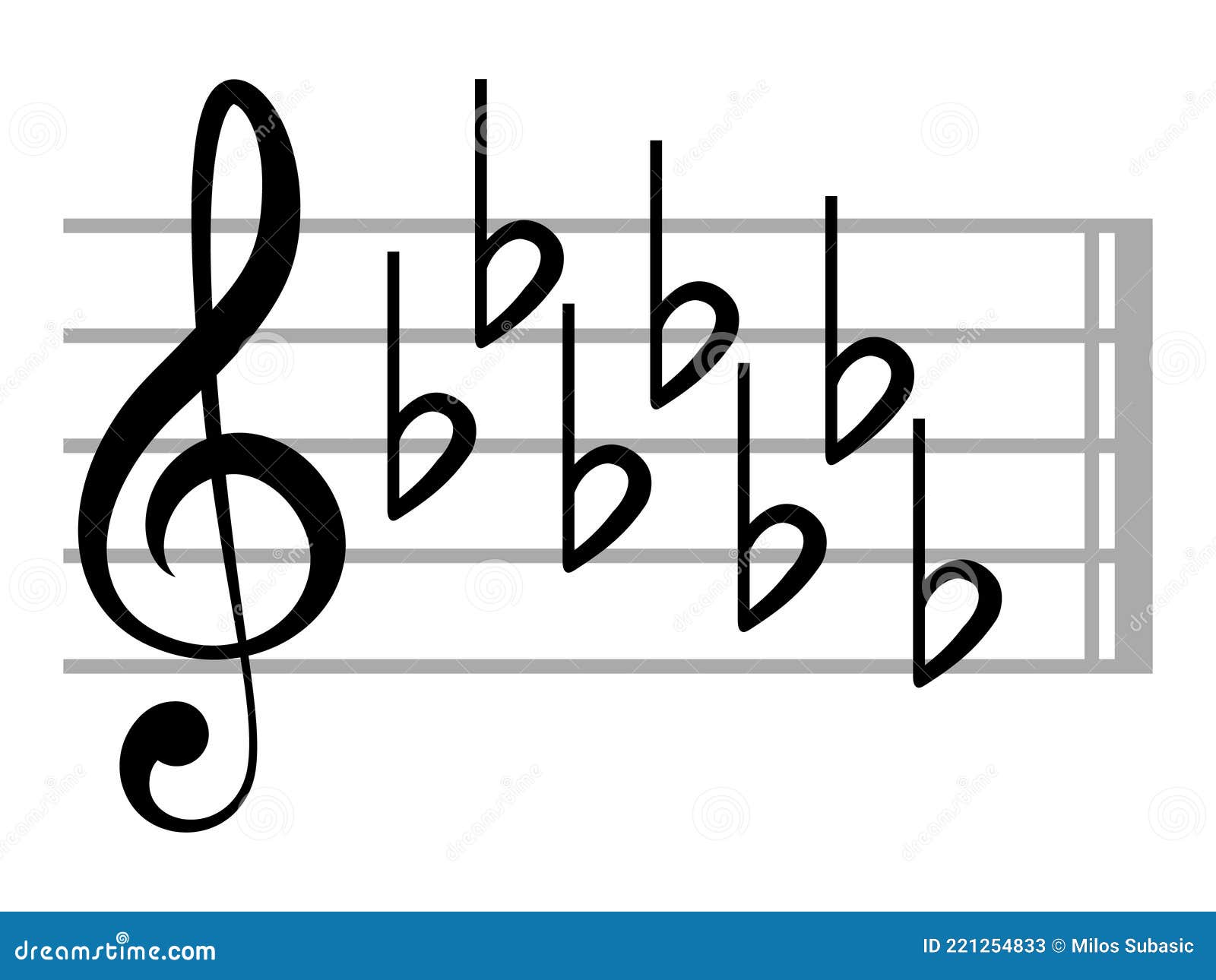 Black Music Symbol of Flat Key Signatures on Ledger Lines Stock Vector ...