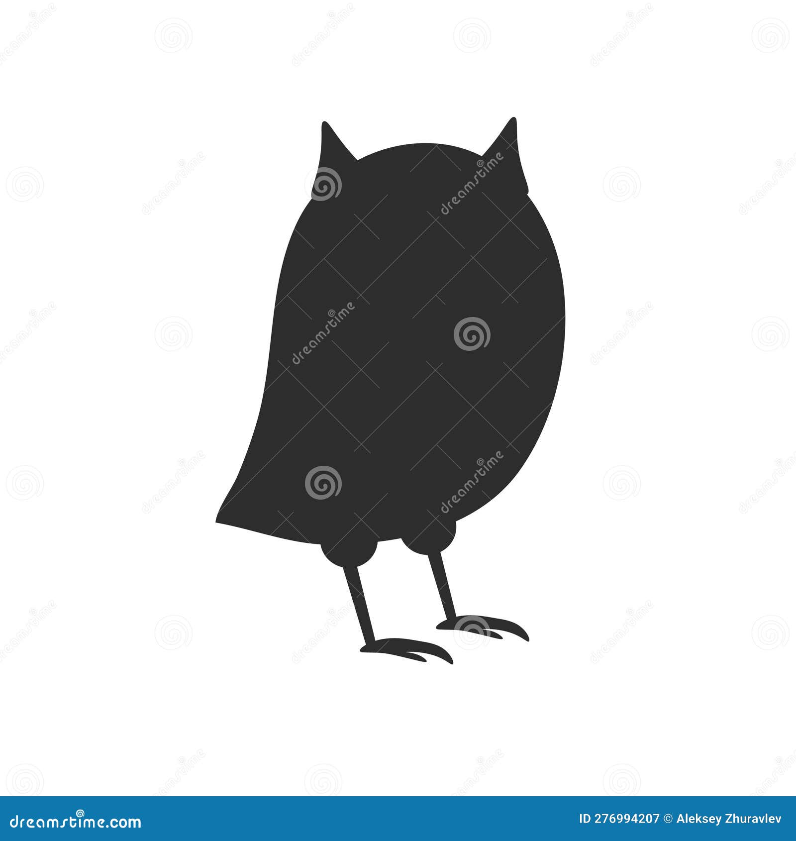 Vector Illustration, Black Silhouette on White Background, Animal Owl
