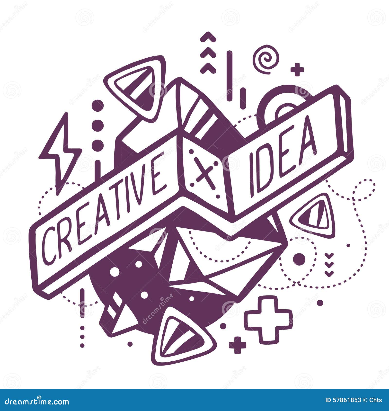 Vector Illustration Of Black And White Creative And Idea Quote