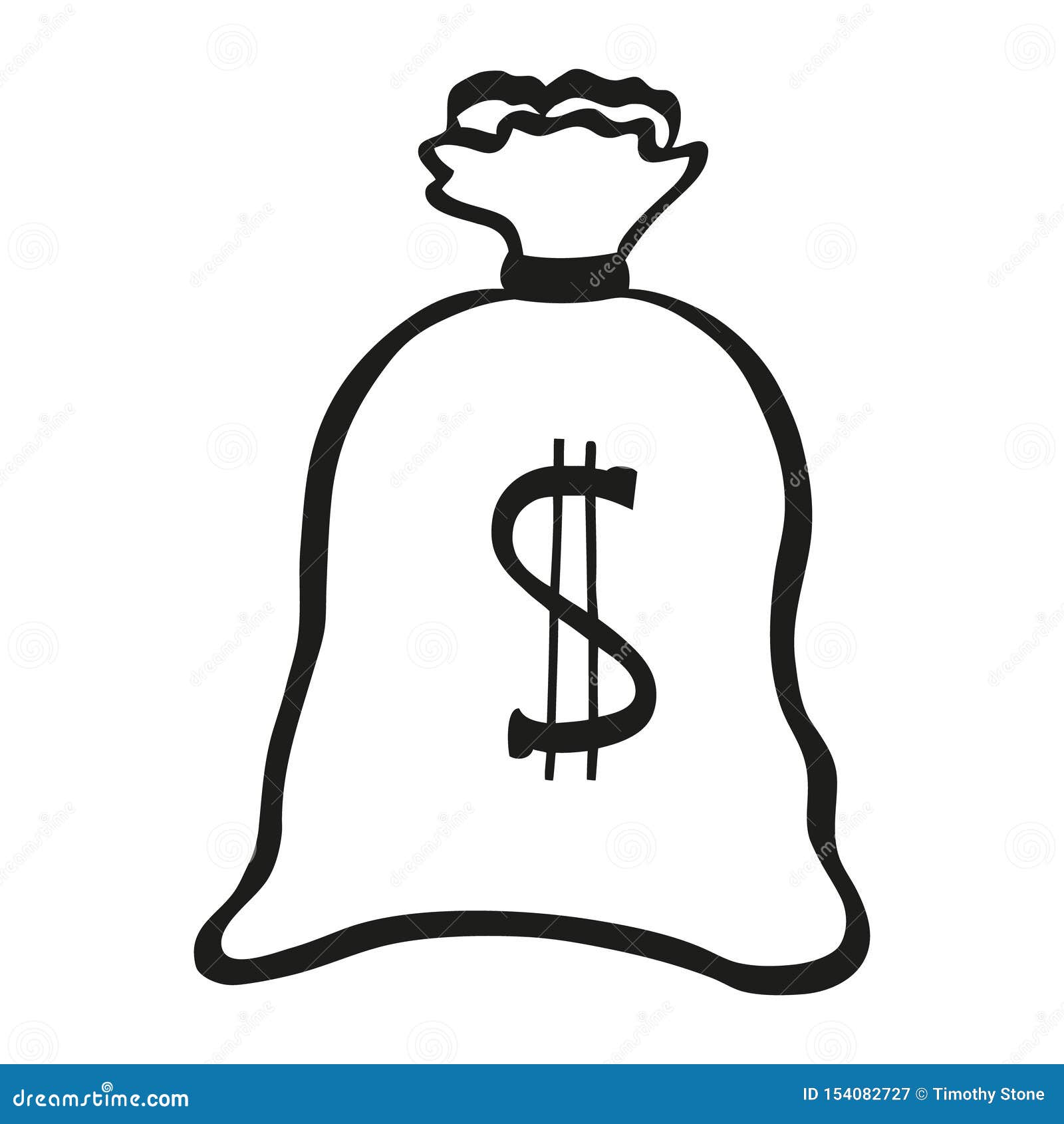 Vector Illustration of Black and White Money Bag Stock Vector ...