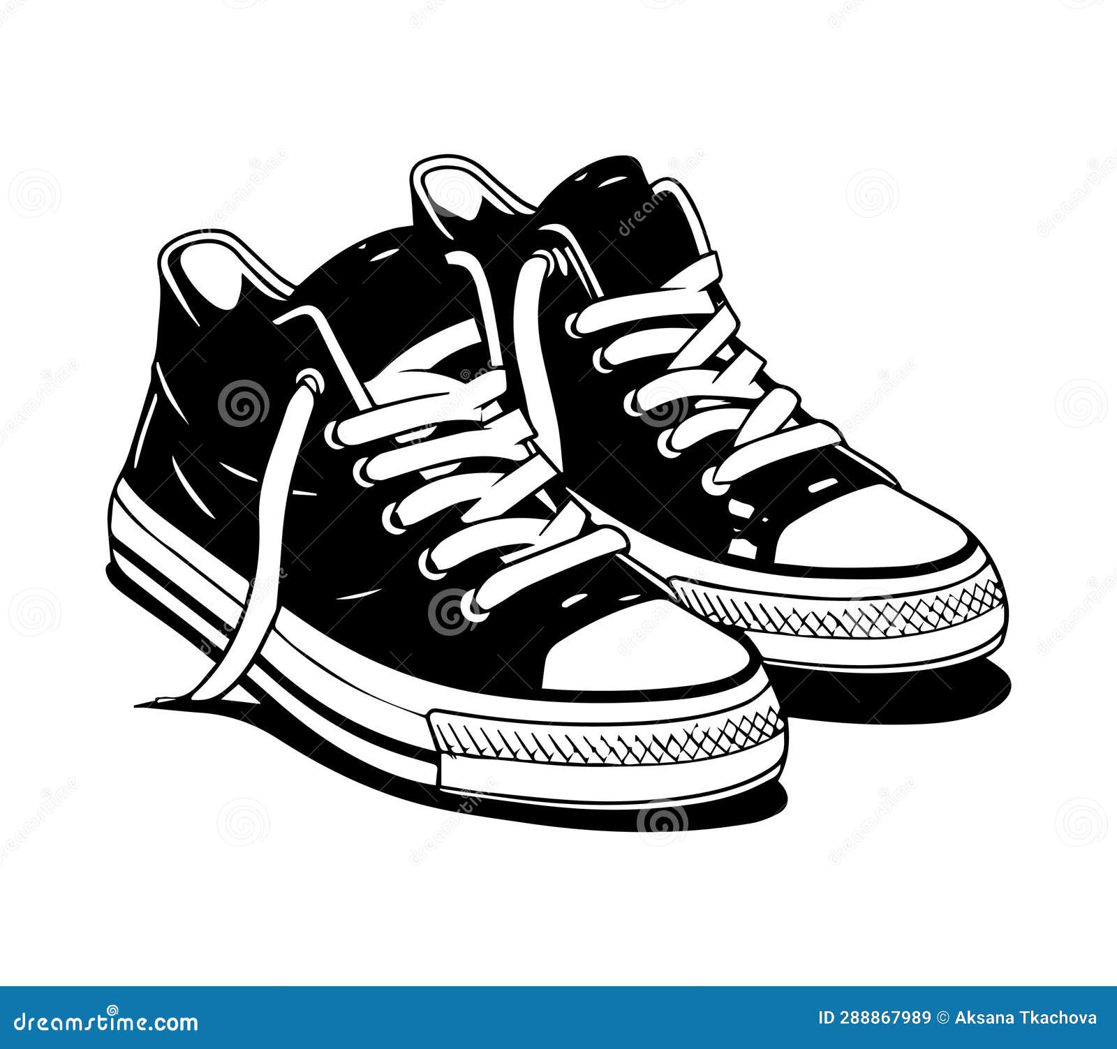 Vector Illustration of Black and White Sneakers Stock Illustration ...