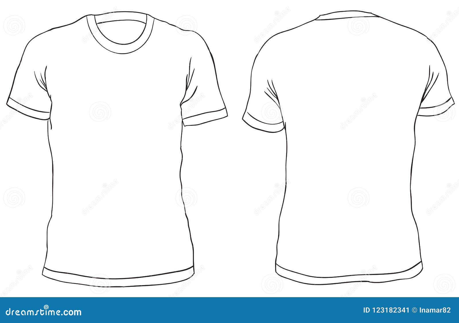 Vector Illustration. Blank T-shirt Front and Back Views. Isolate Stock ...