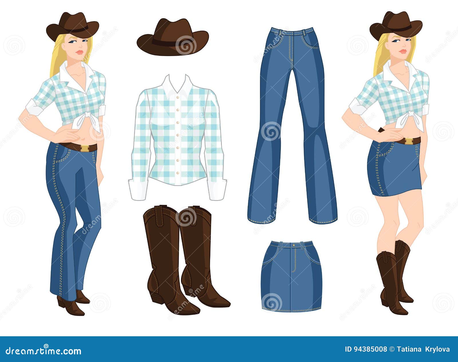 cowgirl outfit with denim skirt