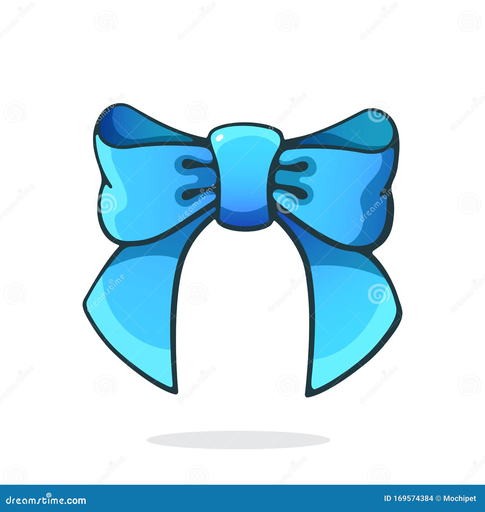  . blue bowknot ribbon. hair accessory for girls. graphic  with contour