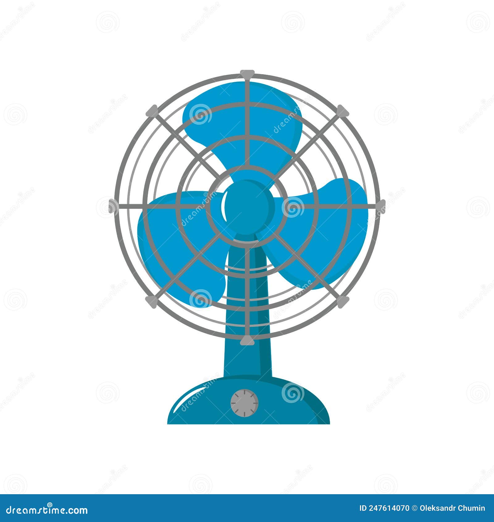 Vector Illustration of Blue Desk Fan in Cartoon Style Stock Vector