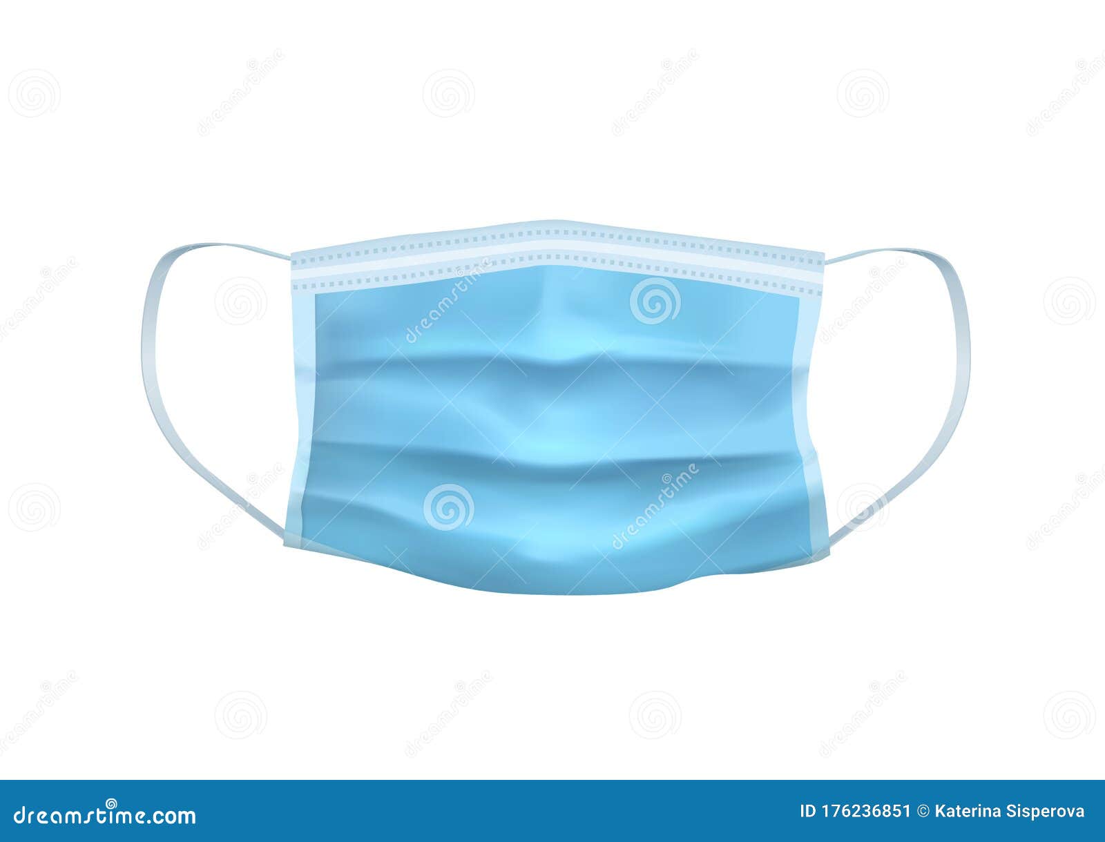 Vector Illustration of Blue Medical Protective Face Mask on White