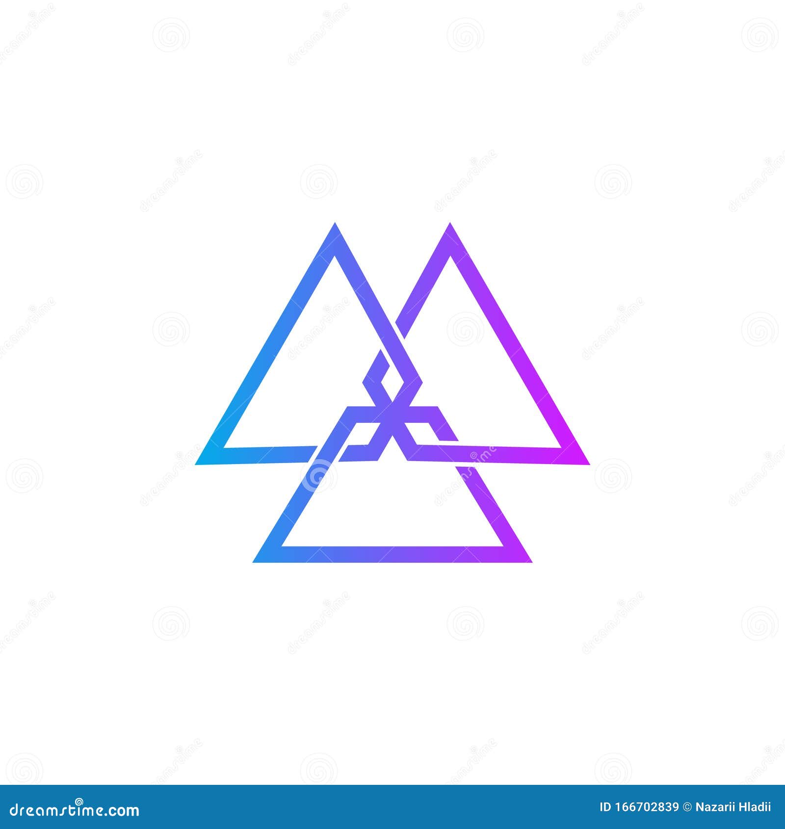 Vector Illustration of Blue Triangle Logo Design. Isolated. Stock
