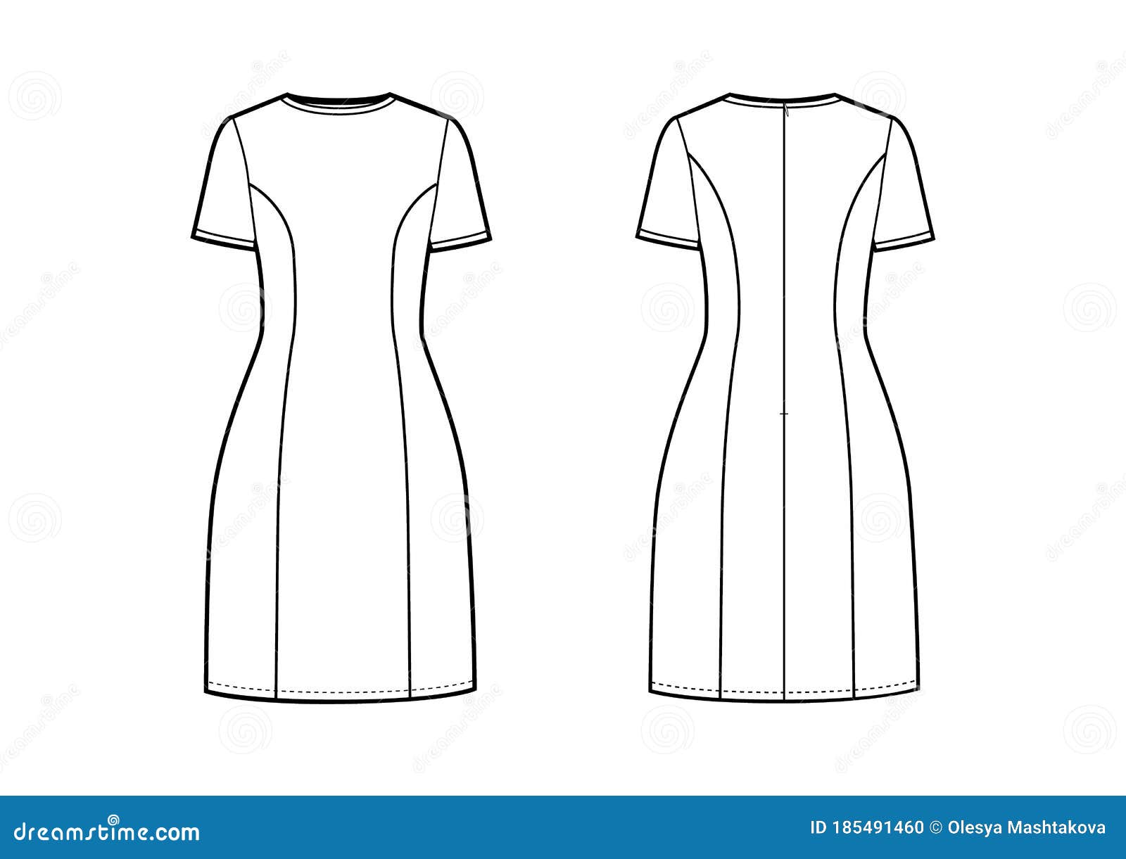 Vector Illustration of Bodycon Dress. Front and Back Stock Illustration ...