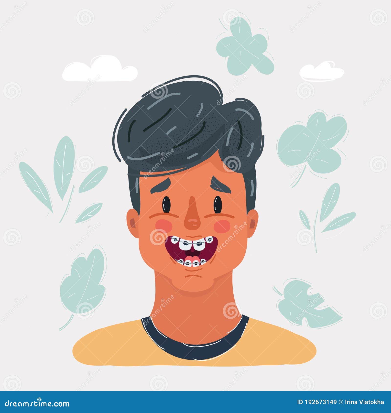 Download Vector Illustration Of Boy Smile With Braces On Teeth ...