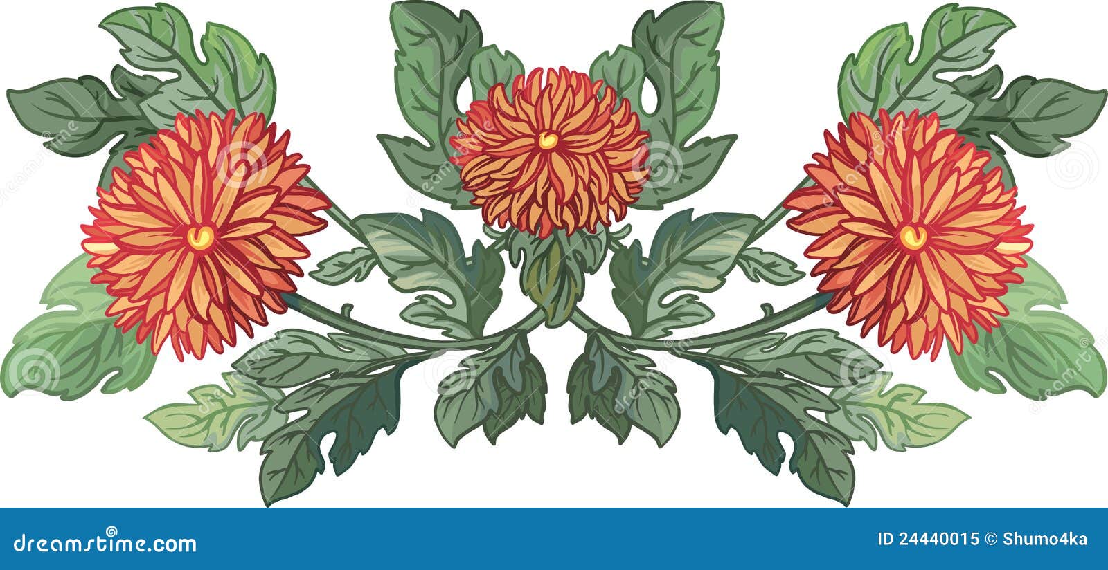 Vector Illustration. Bright Chrysanthemums Stock Vector Illustration