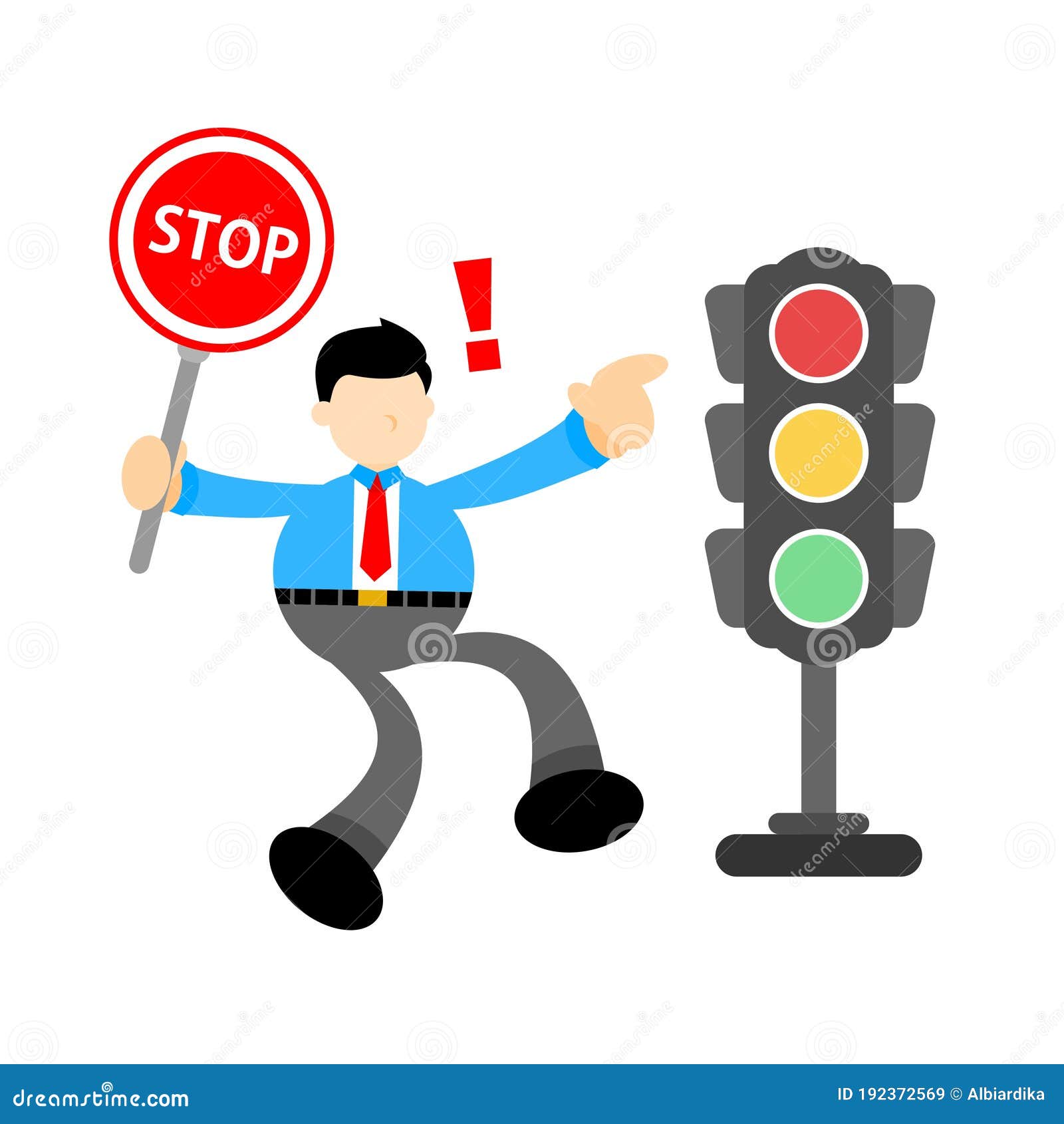 Businessman Worker Stop Traffic Light Cartoon Doodle Flat Design Vector  Illustration Stock Vector - Illustration of traffic, green: 192372569