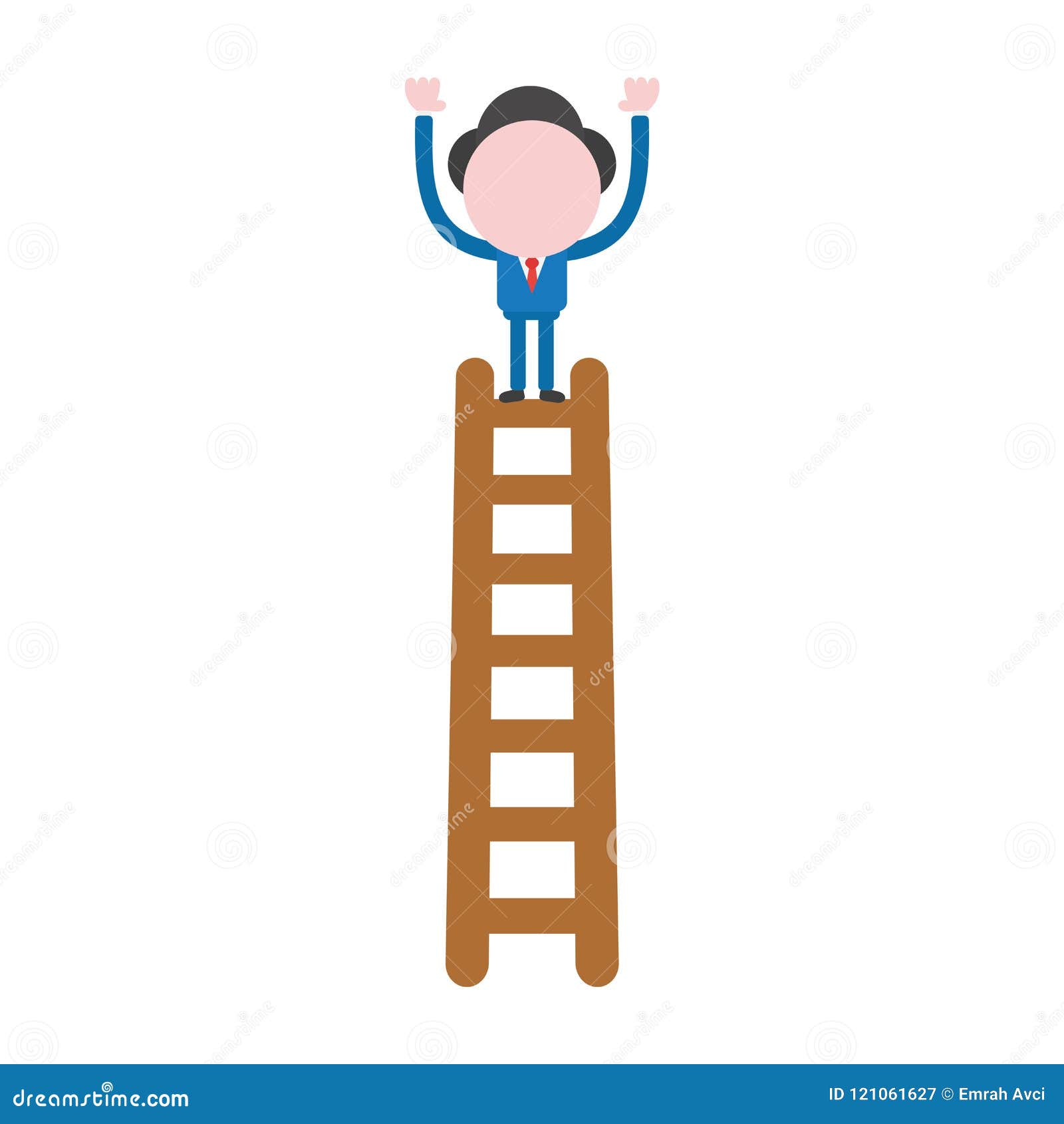 os selv Citron kredsløb Vector Businessman Character Standing on Top of Wooden Ladder Stock Vector  - Illustration of attain, reach: 121061627