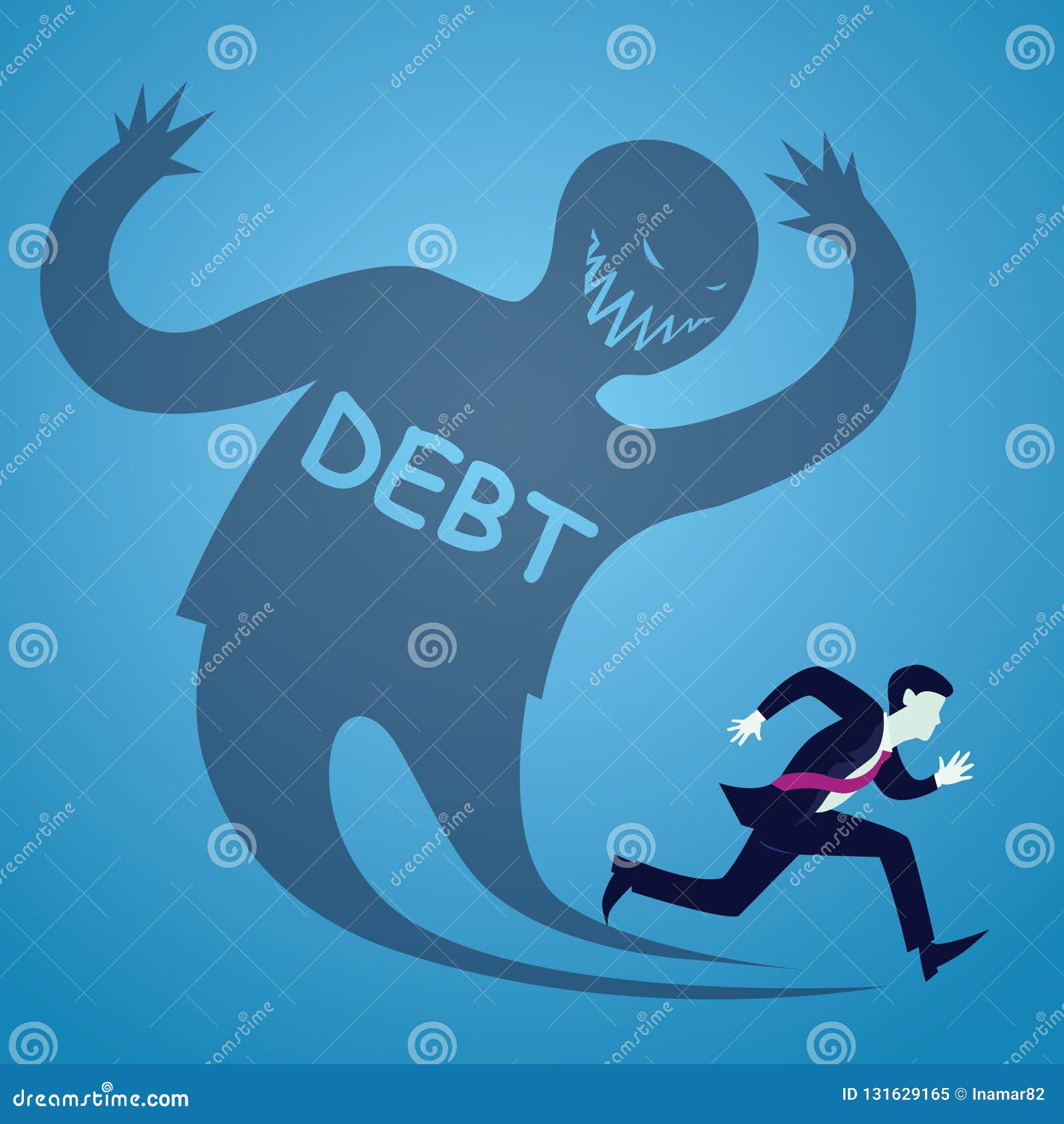 Vector Illustration of Businessman Runaway from Debt Stock Vector