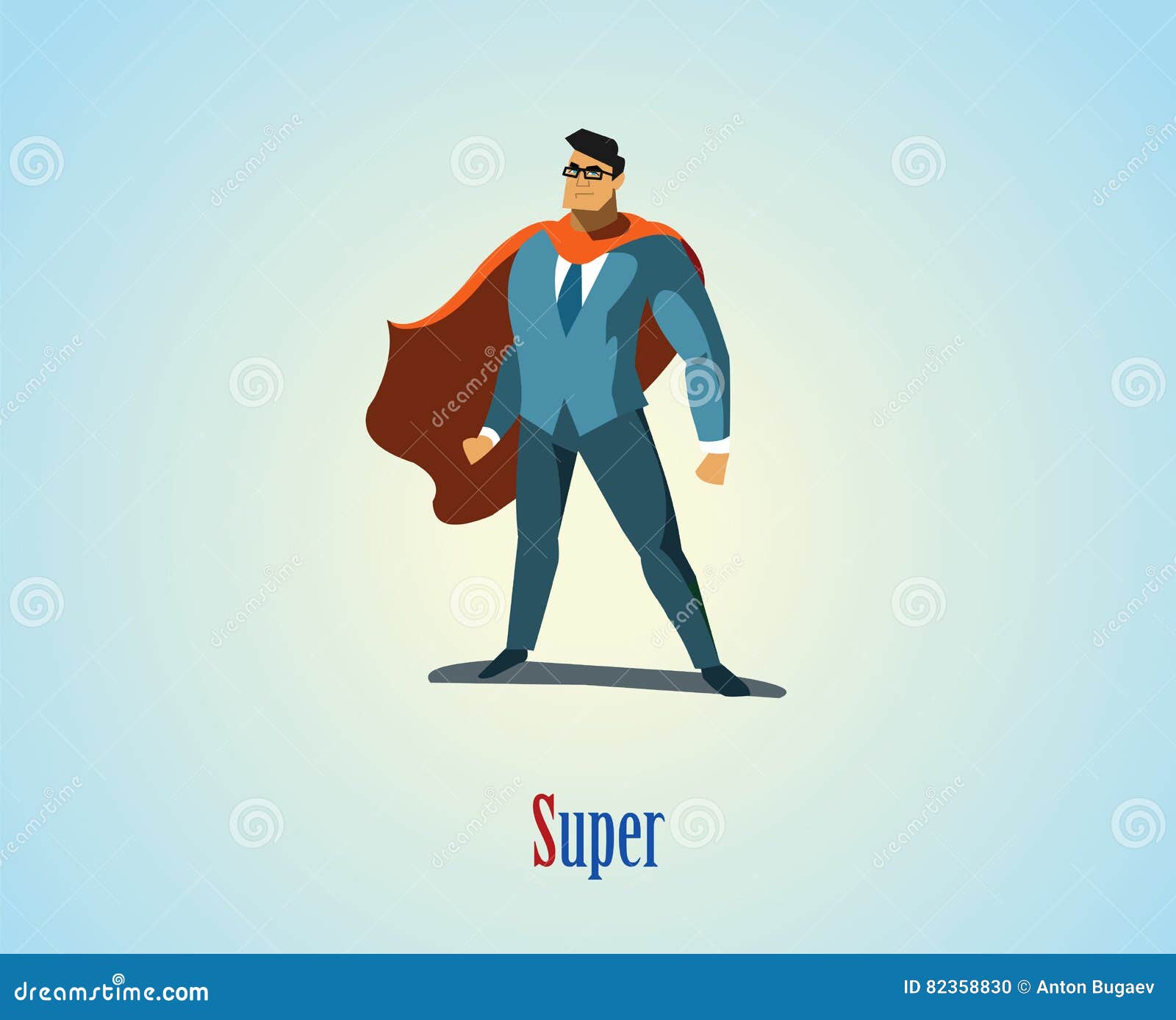 business super suit costume Vector Illustration hero businessman casual Superhero Under Cover Casual and Ray Light Background