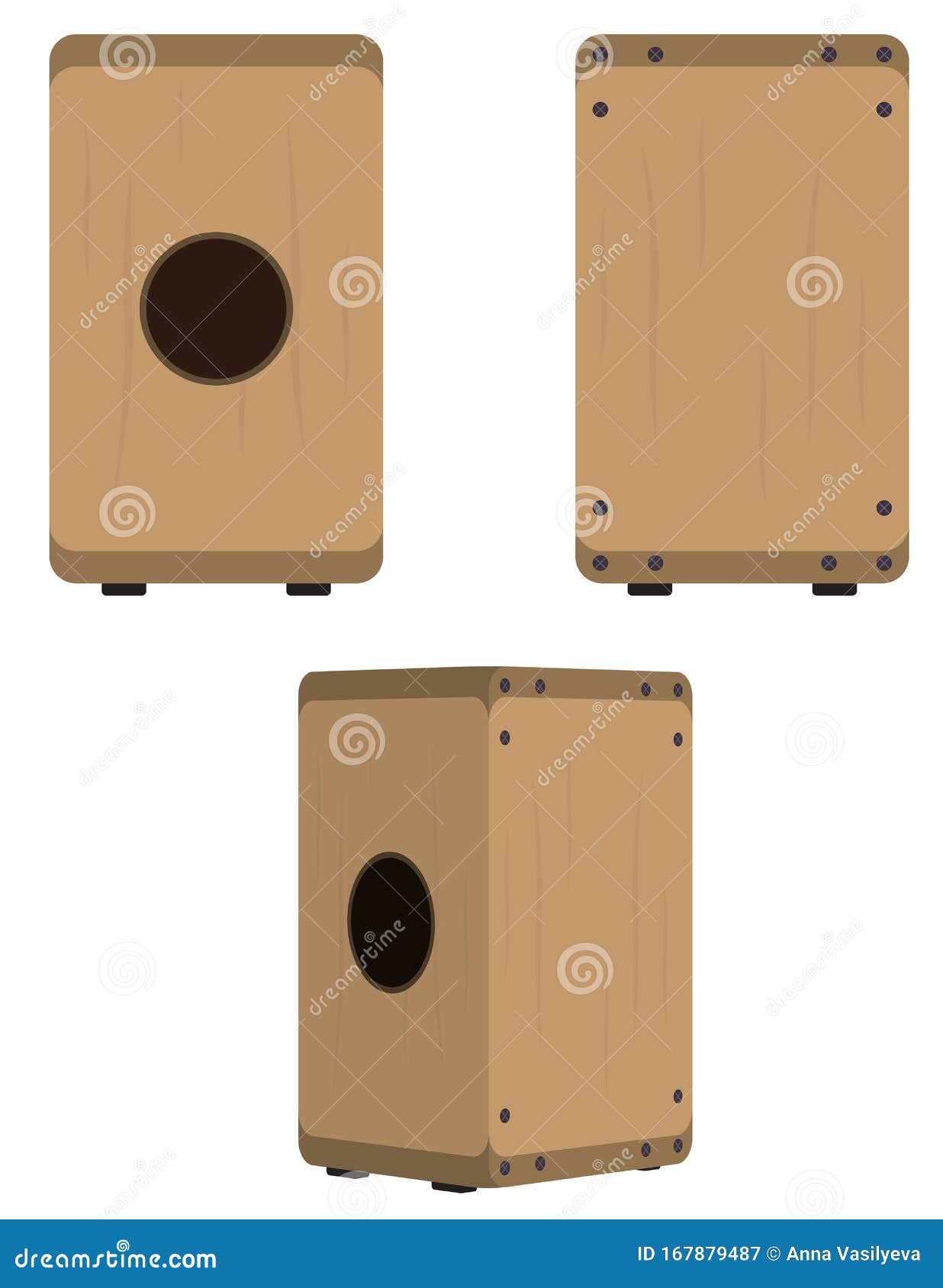Vector Illustration of Cajon Drum on White Background Stock Vector