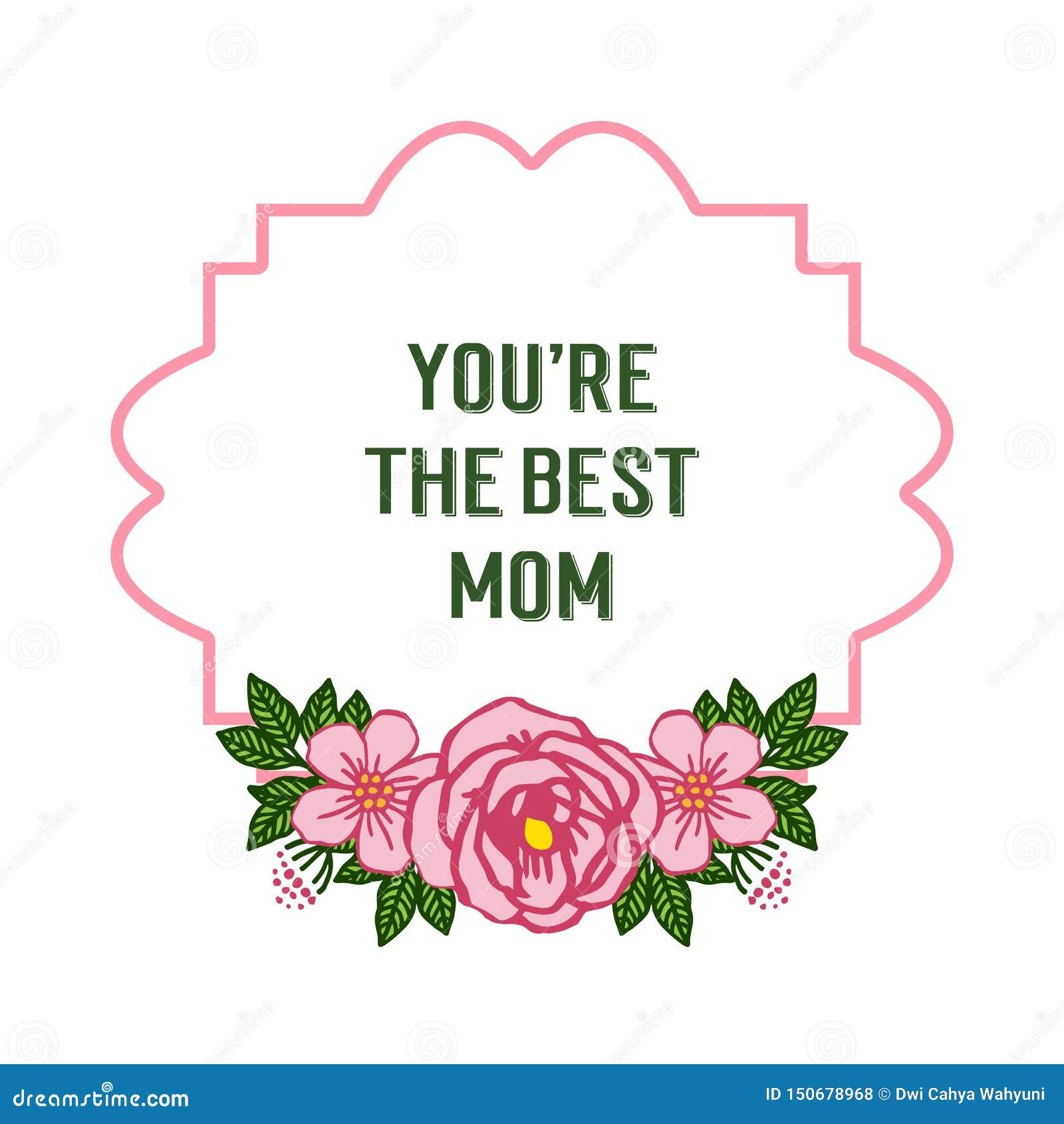 Download Vector Illustration Card Best Mom With Abstract Pink Rose ...