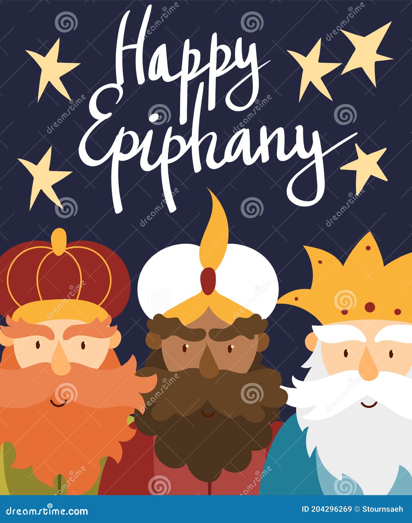 Vector Illustration Card for Happy Three Kings Day Celebration Stock