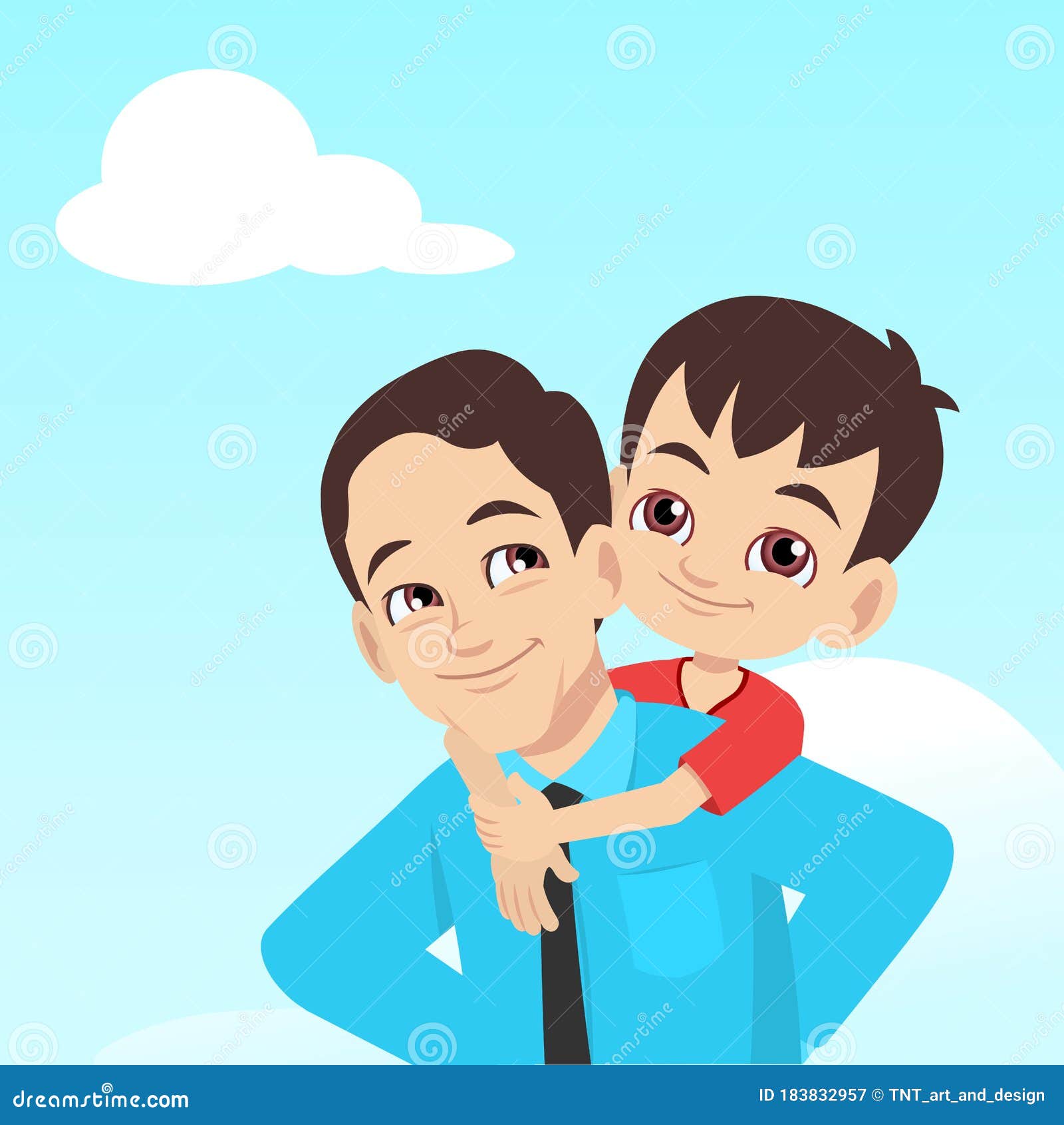 A Son Hugging His Father Shoulder from Behind Stock Vector - Illustration  of family, hugging: 183832957
