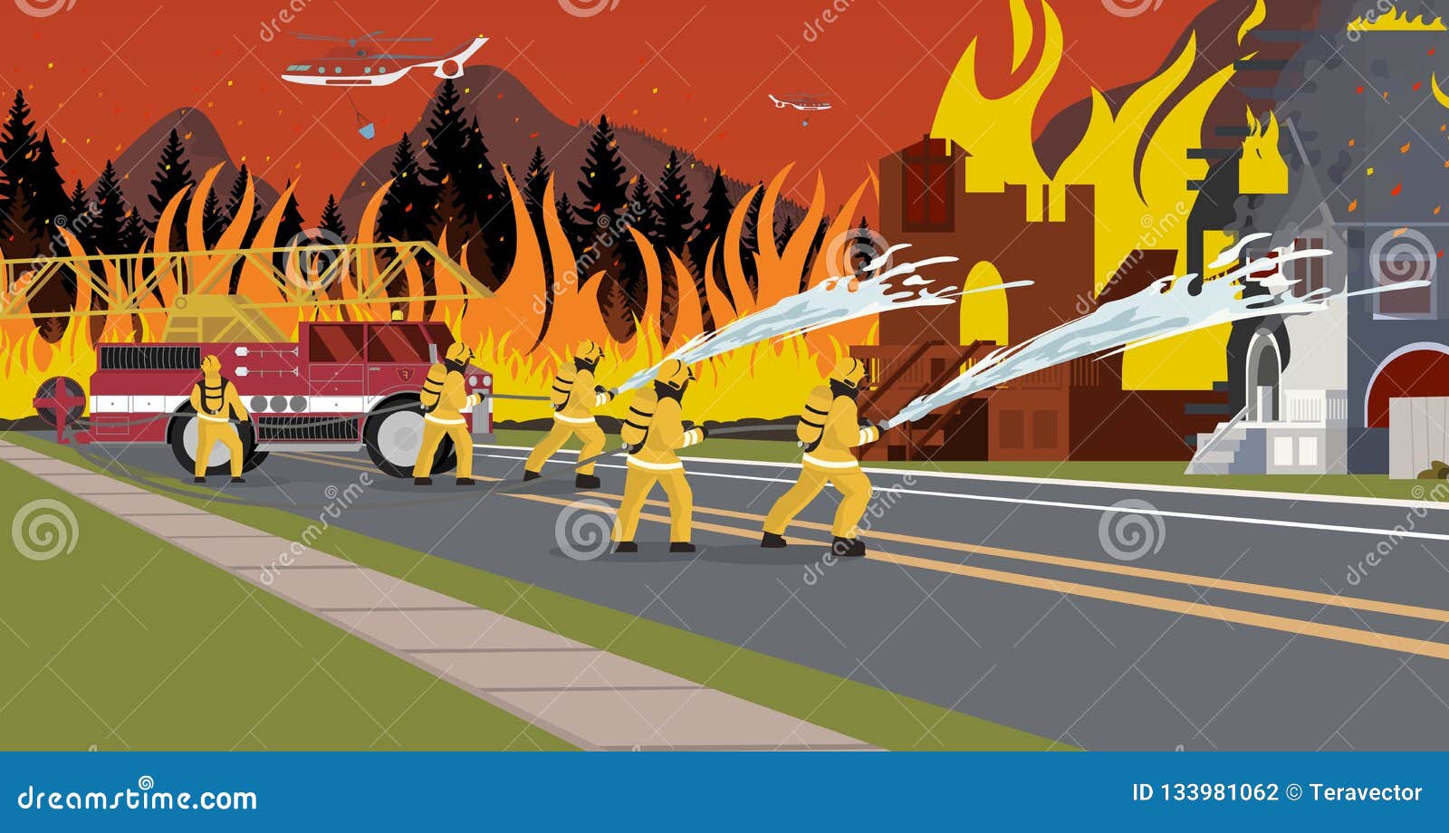 Vector Illustration Cartoon Fire Extinguishing Stock Vector - Illustration of alarm, helmet: 133981062 Vector Illustration Cartoon Fire Extinguishing Stock Vector - Illustration of alarm, helmet: 133981062