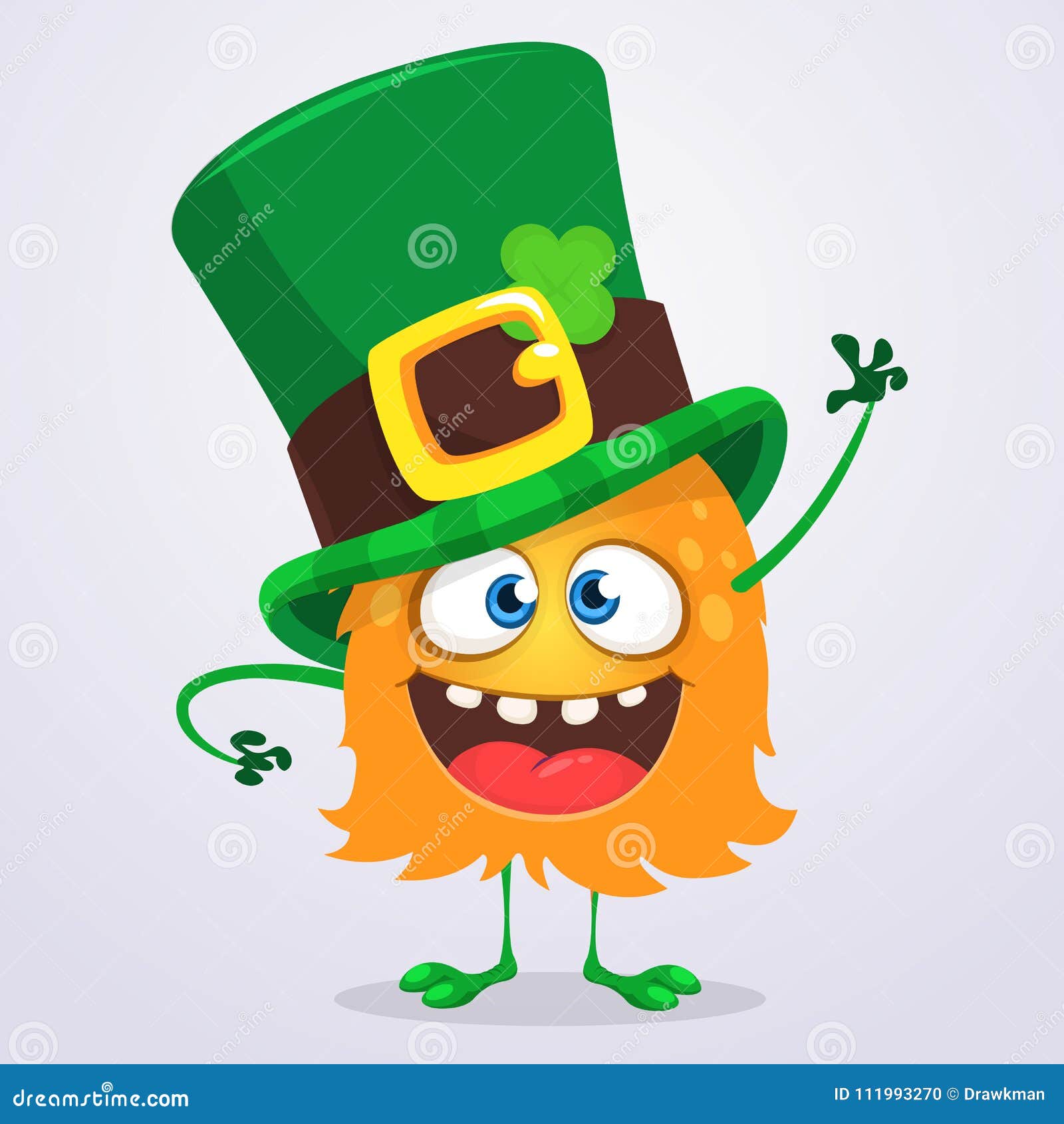 Vector Illustration of Cartoon Funny Leprechaun Creature. Stock Vector ...