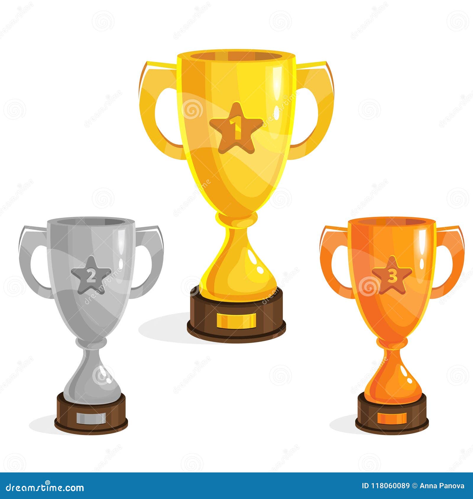 Cartoon Gold, Silver and Bronze Winner Cup for Game Design. Game Assets  Stock Vector - Illustration of silver, graphic: 118060089