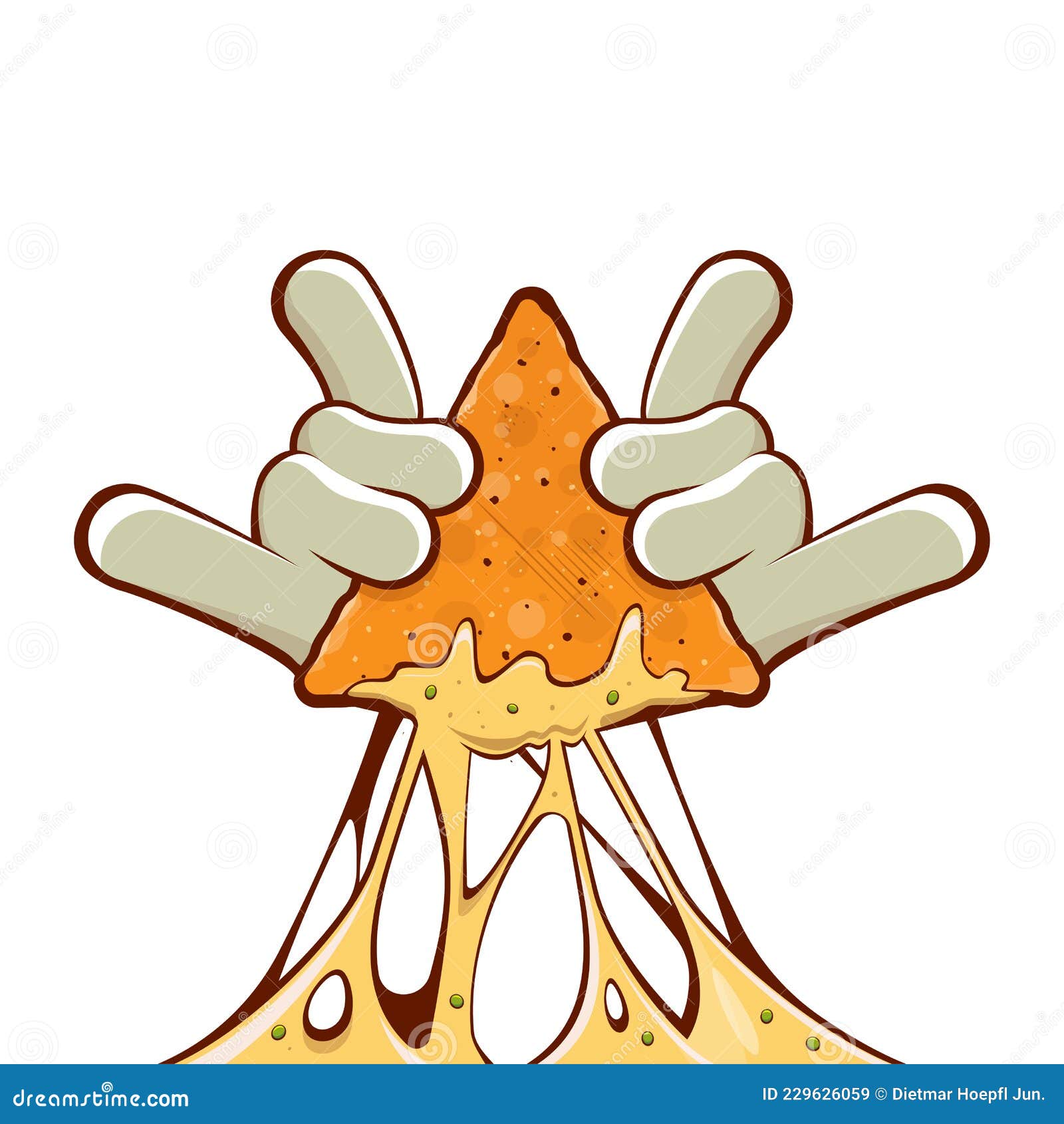   of cartoon hands holding a nacho