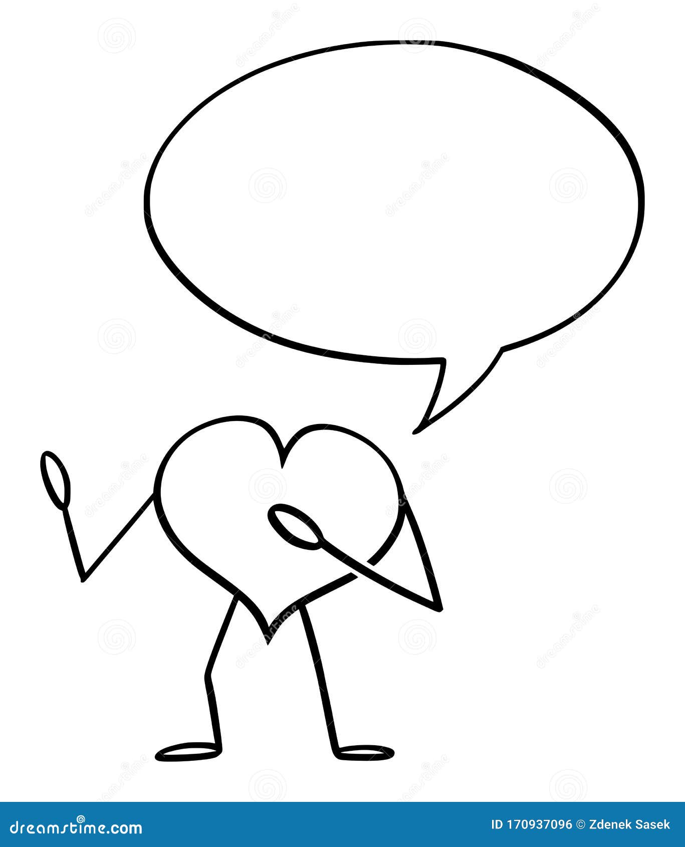 Heart the Love Symbol Cartoon Character with Speech Bubble. Vector  Illustration Stock Vector - Illustration of love, funny: 170937096