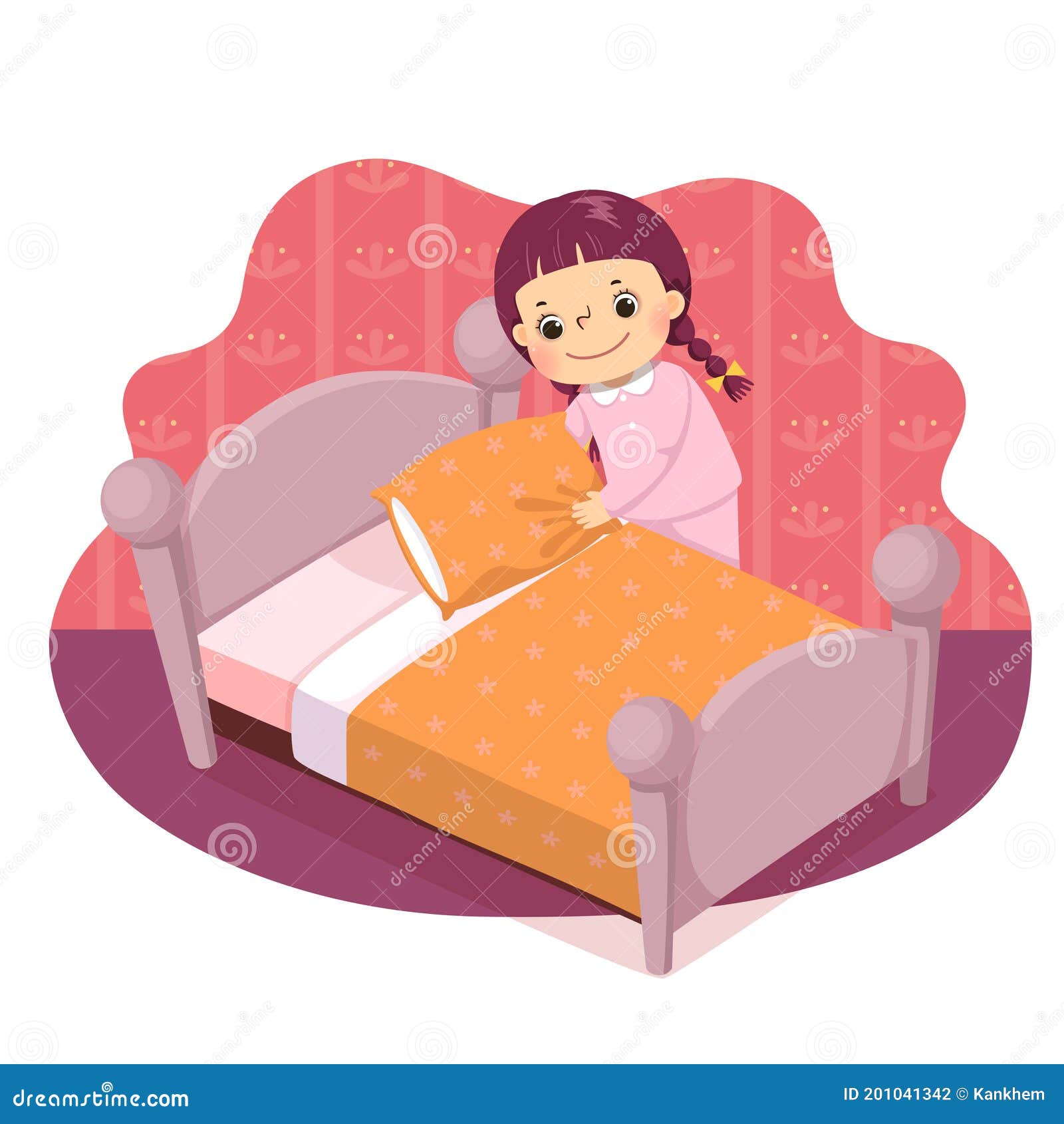 child making bed clip art