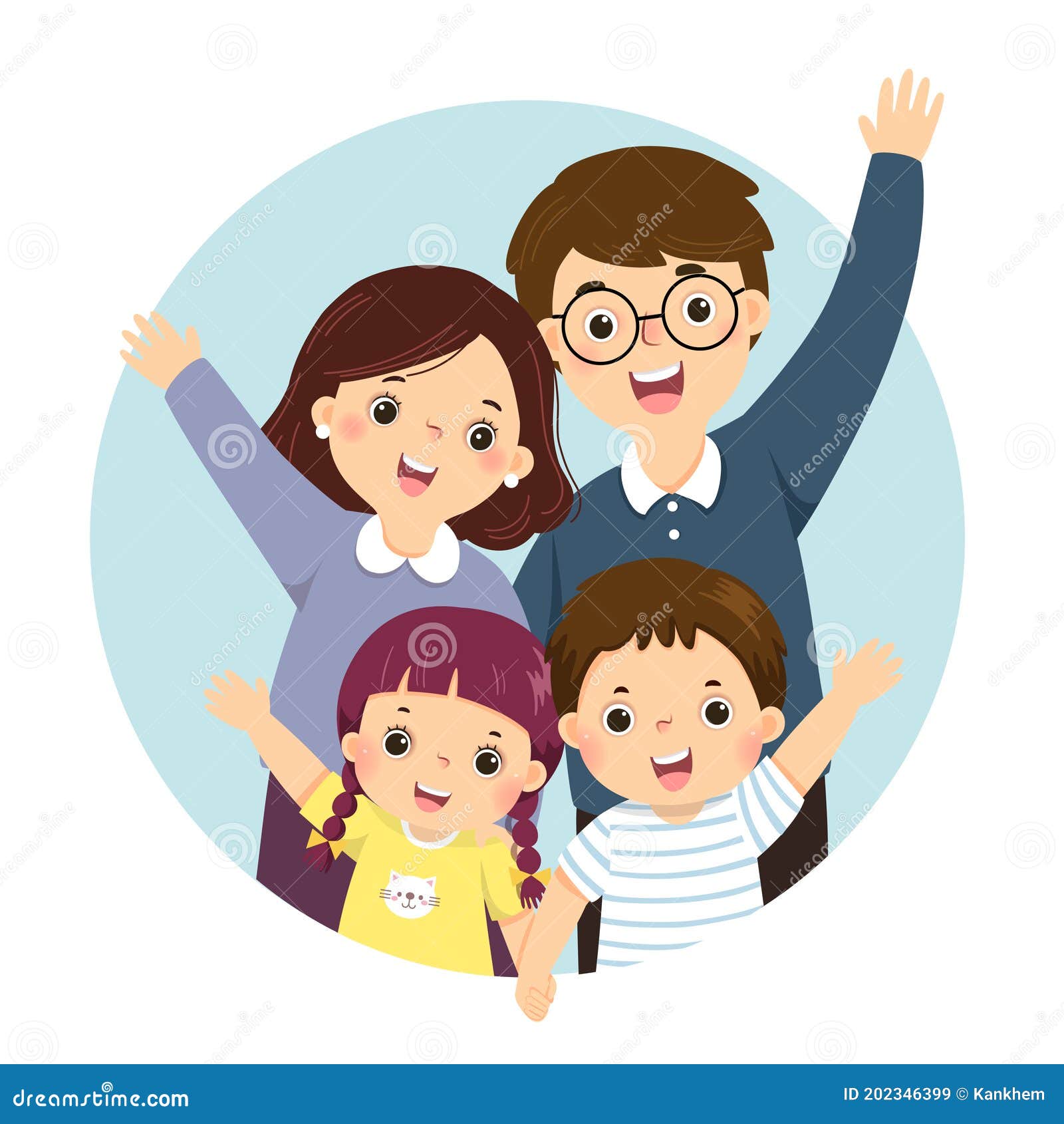 family cartoon of 4