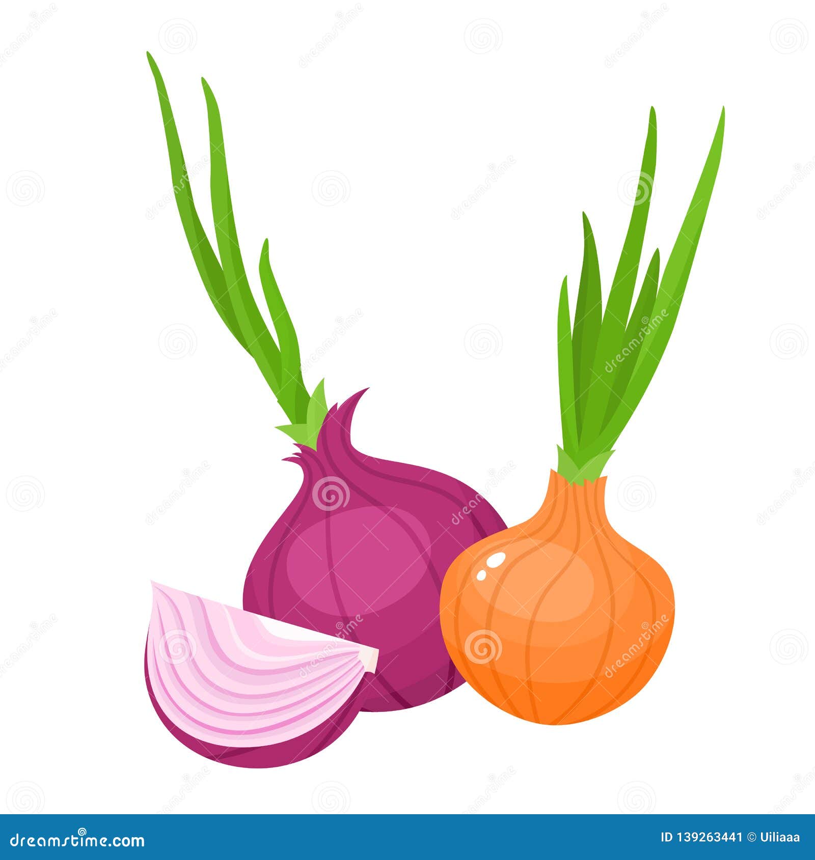 Vector Illustration of Cartoon Red, Yellow Onion Isolated on White Stock  Vector - Illustration of nutrition, object: 139263441