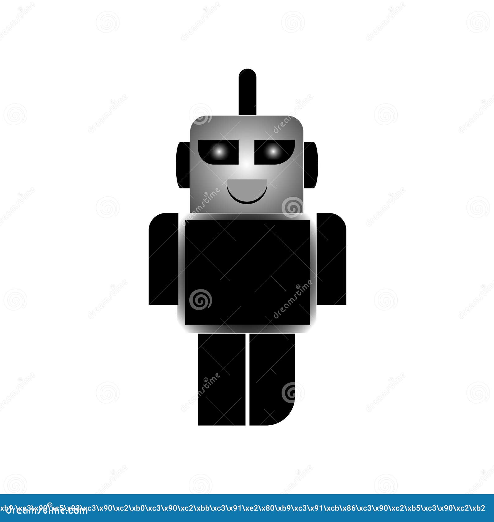 Vector Illustration of a Cartoon Robot in Black and White that Smiles with  Mouth and Eyes on a White Background Stock Illustration - Illustration of  intelligence, hand: 129757912
