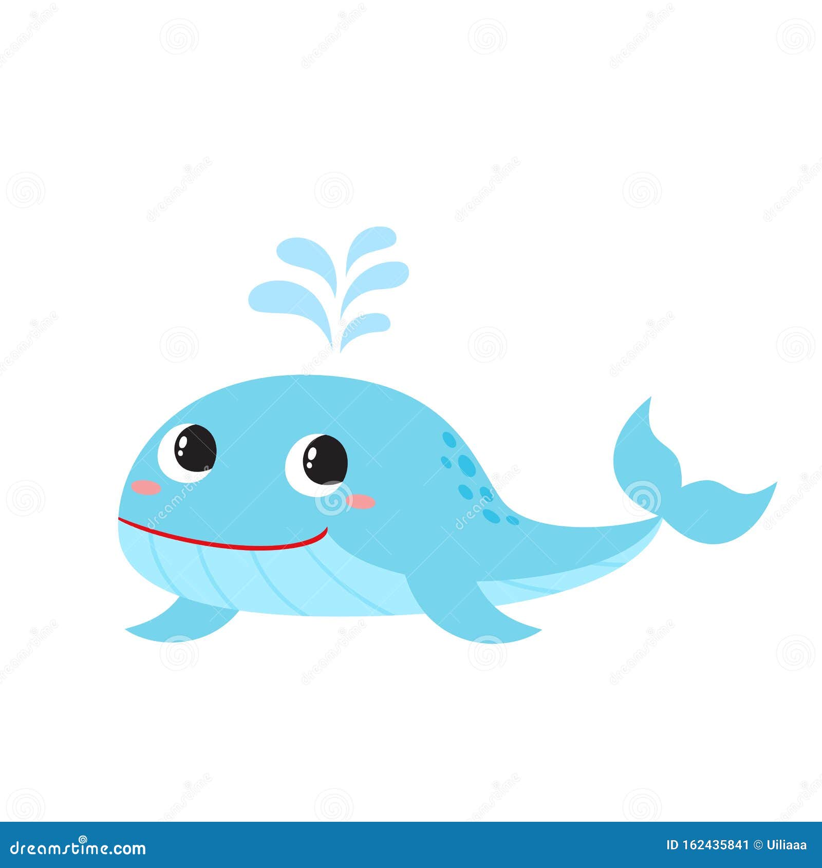 Vector Illustration of Cartoon Sea Animal - Whale Isolated on White ...