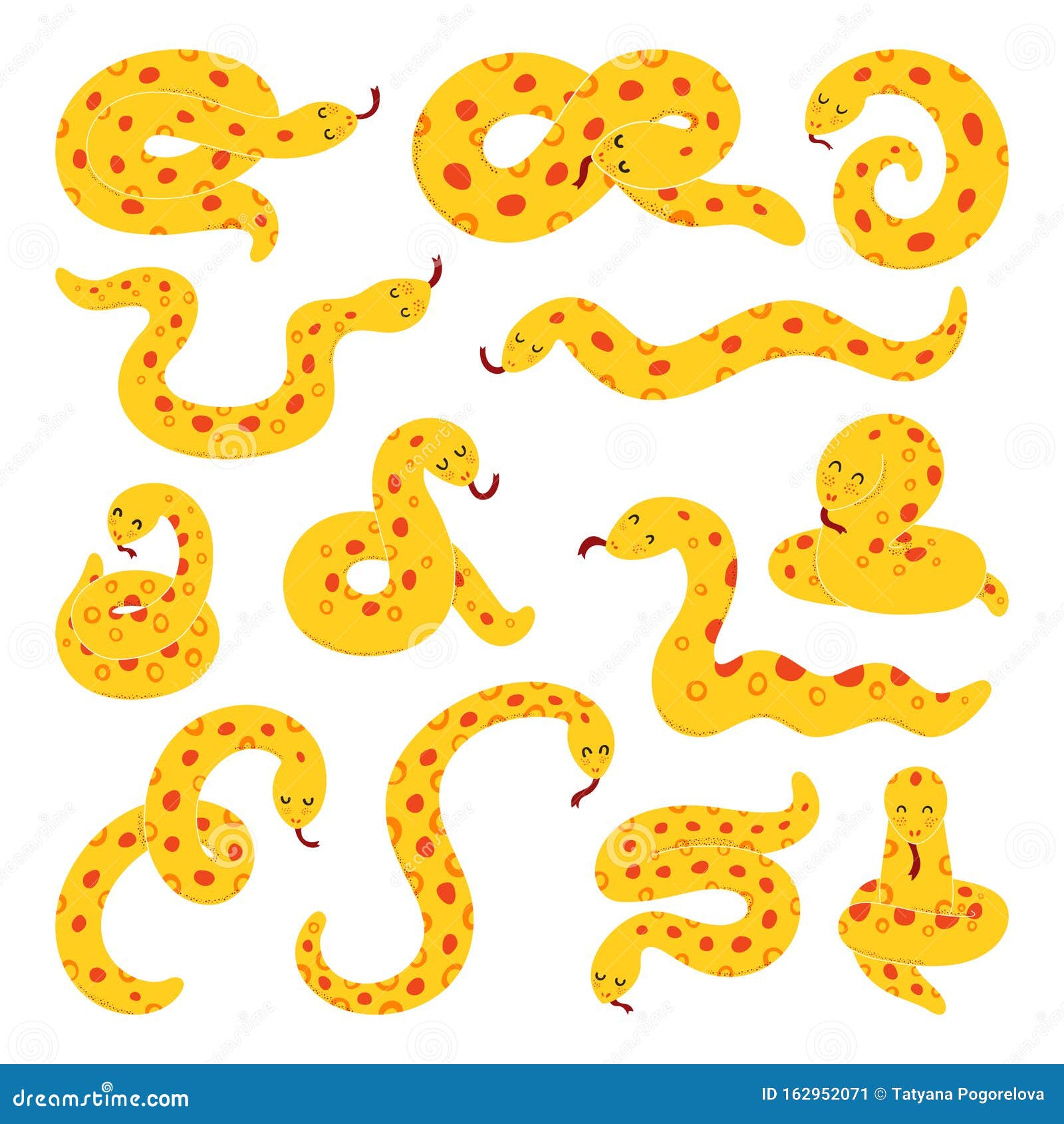 Vector Illustration in Cartoon Style. Anaconda, Snake, Python. Set ...
