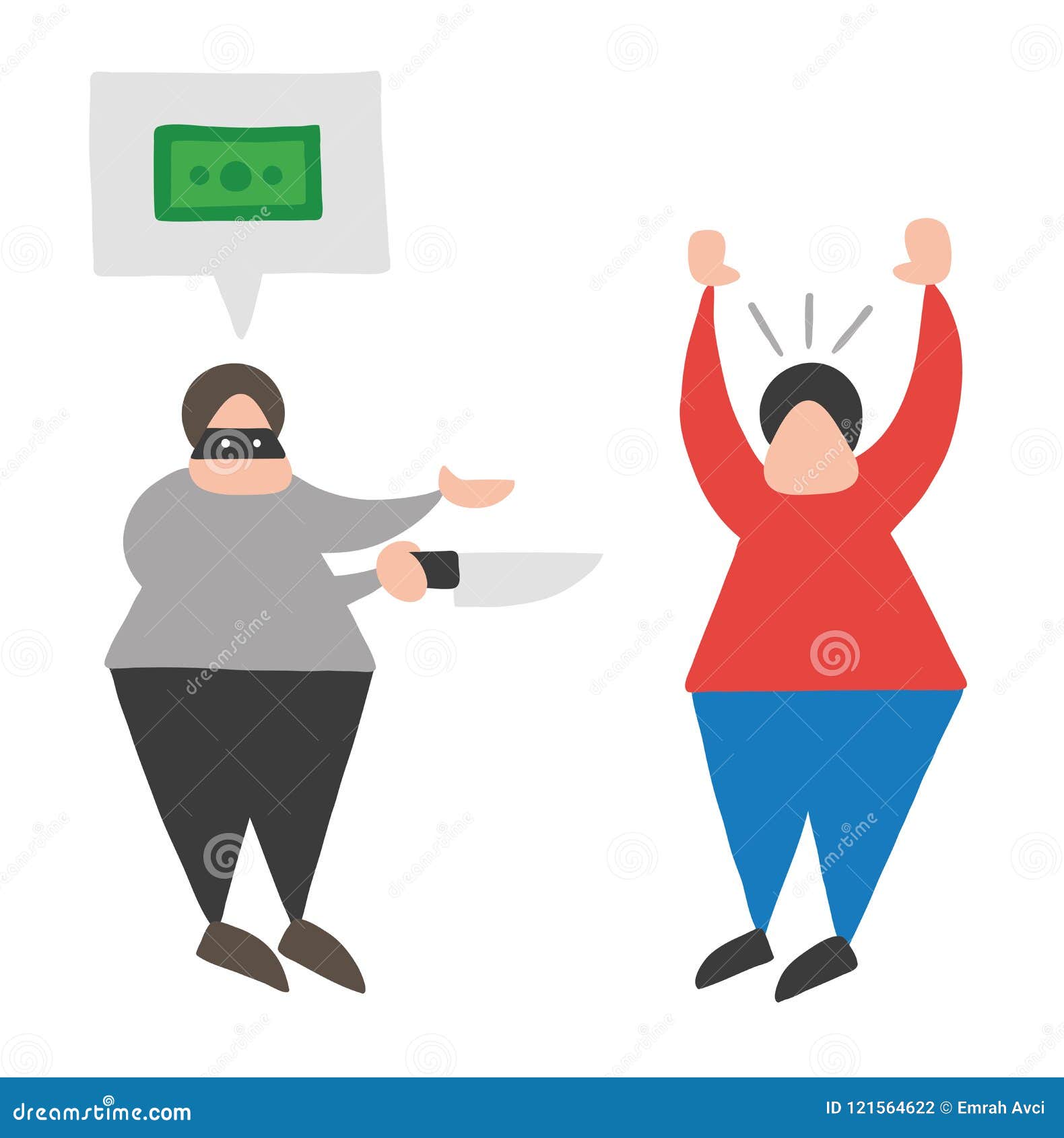 Vector Cartoon Thief Man with Face Masked with Knife and Want Mo Stock ...