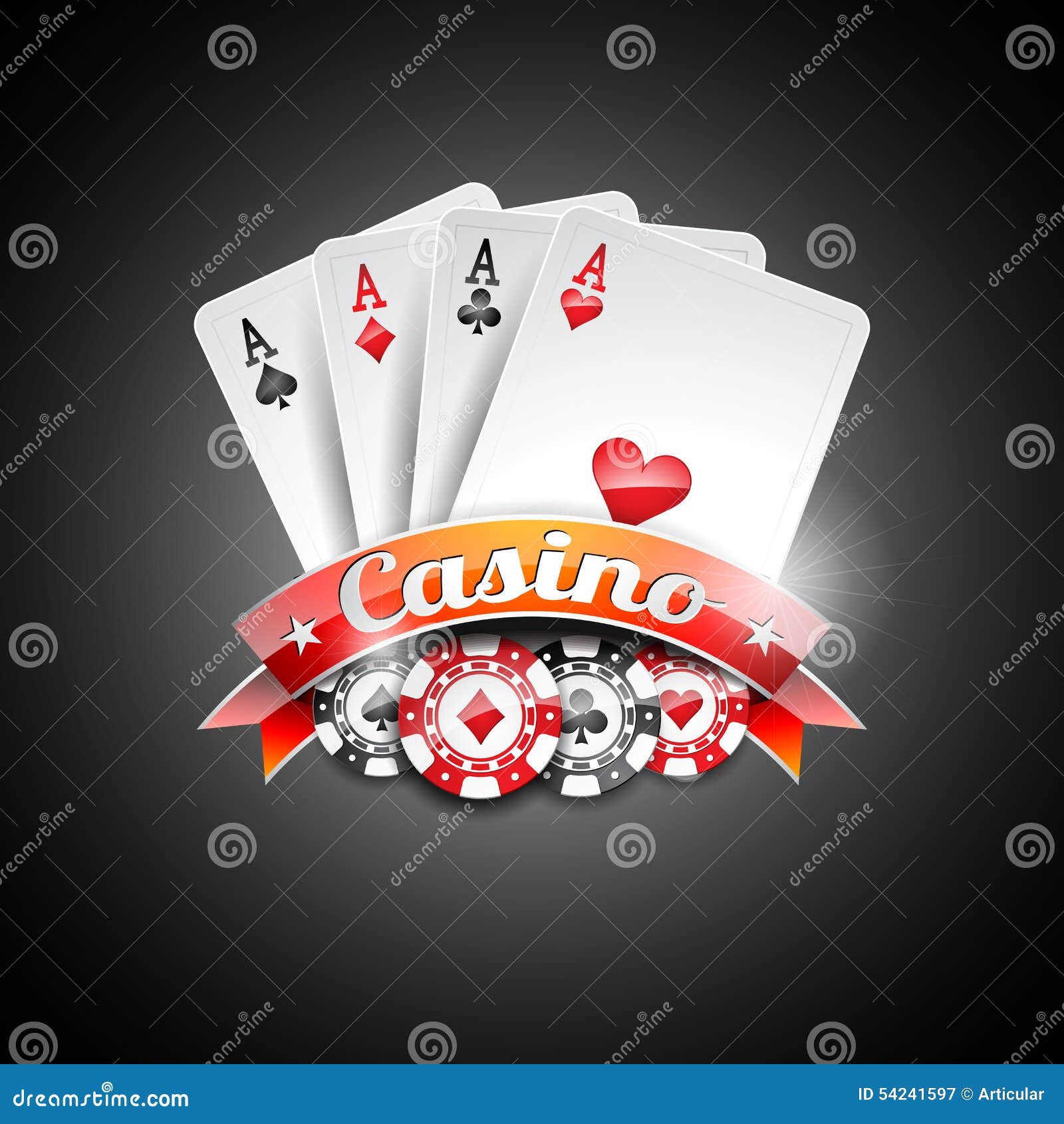 Vector Illustration On A Casino Theme With Poker Symbols And Poker Cards On Dark ...1300 x 1390