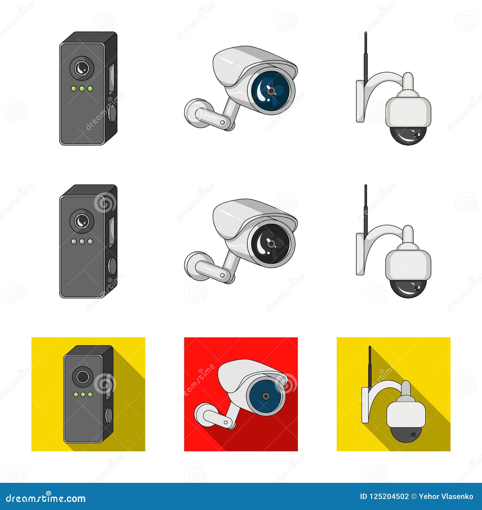 Vector Design of Cctv and Camera Sign. Collection of Cctv and System