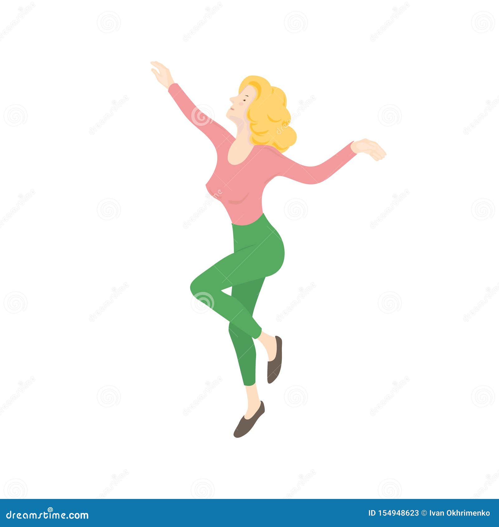 Vector Illustration of a Character of a Soaring Girl Stock Vector ...