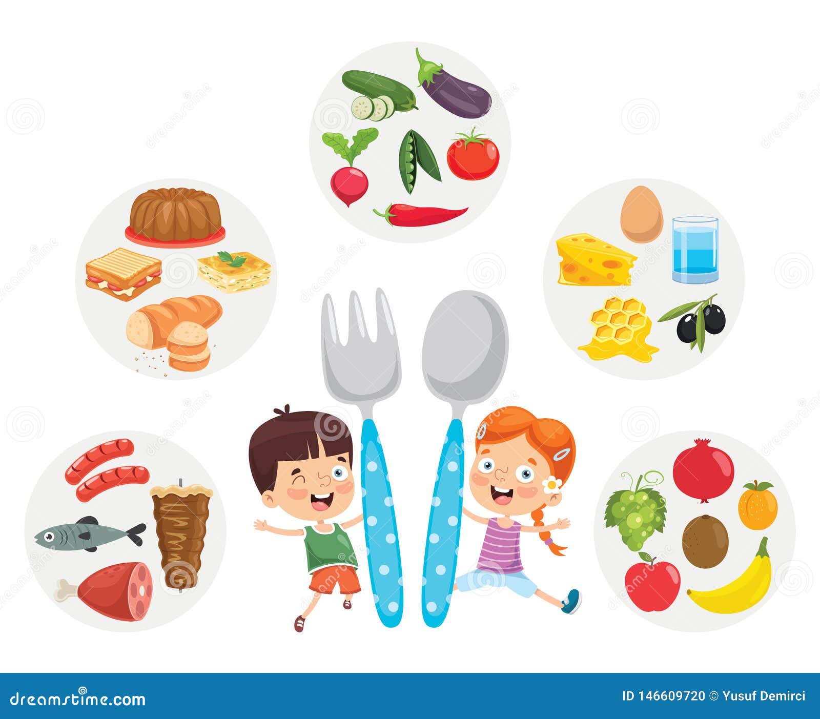 Vector Illustration of Children Food Concept Stock Vector ...