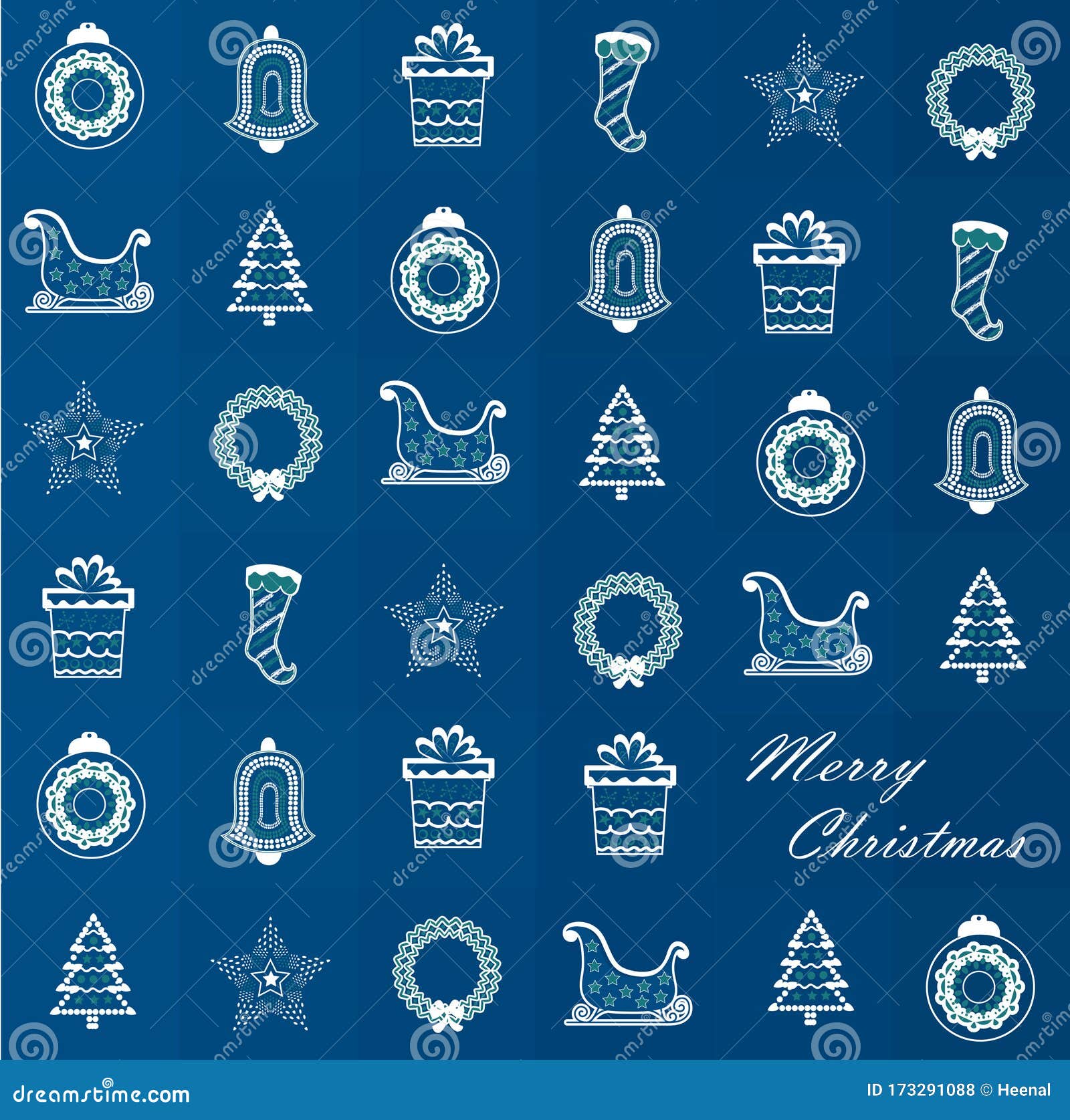 Vector And Illustration Christmas Ornaments With Retro Blue Background