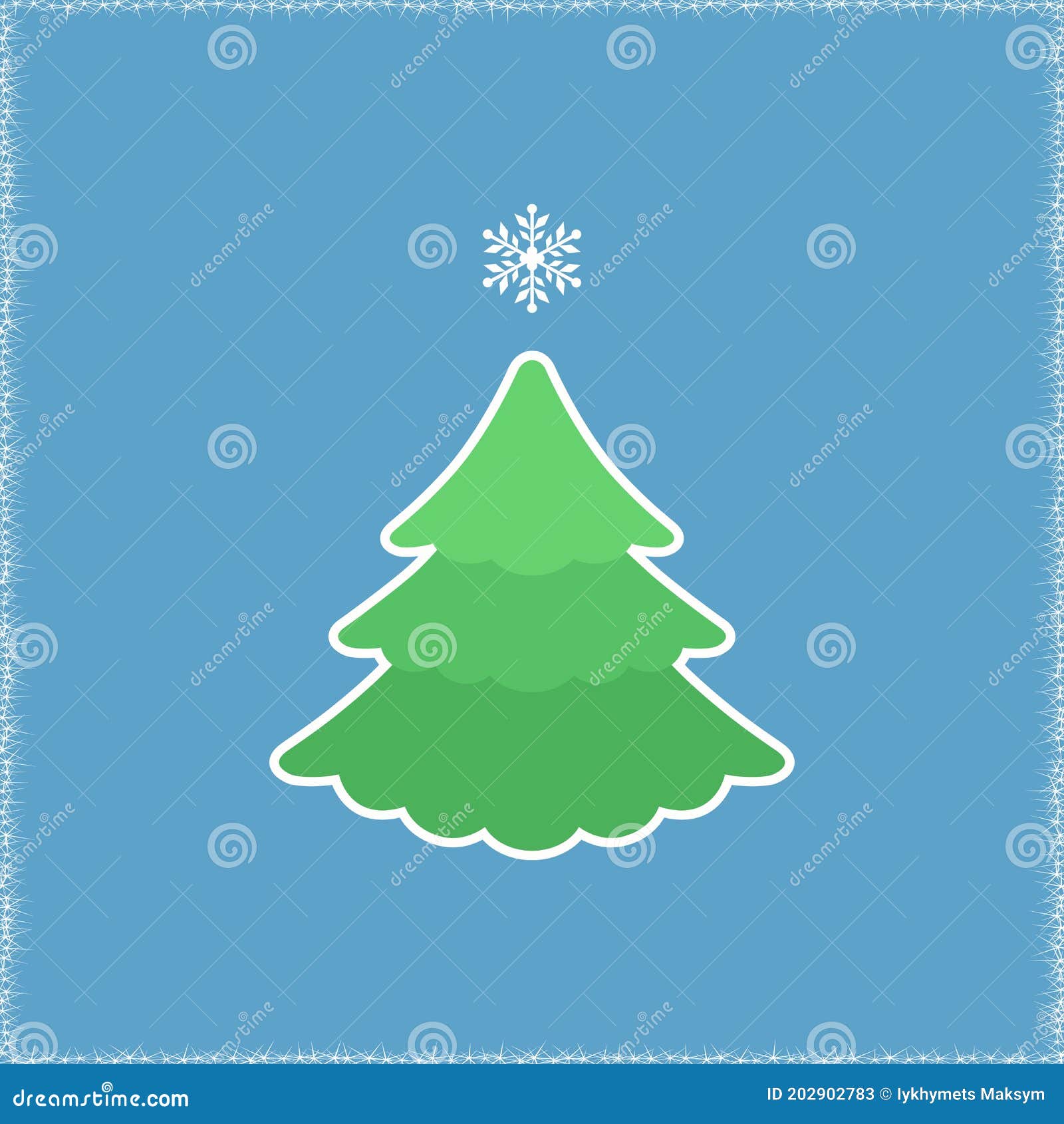 Vector Illustration of Christmas Tree on a White Background Flat Style ...