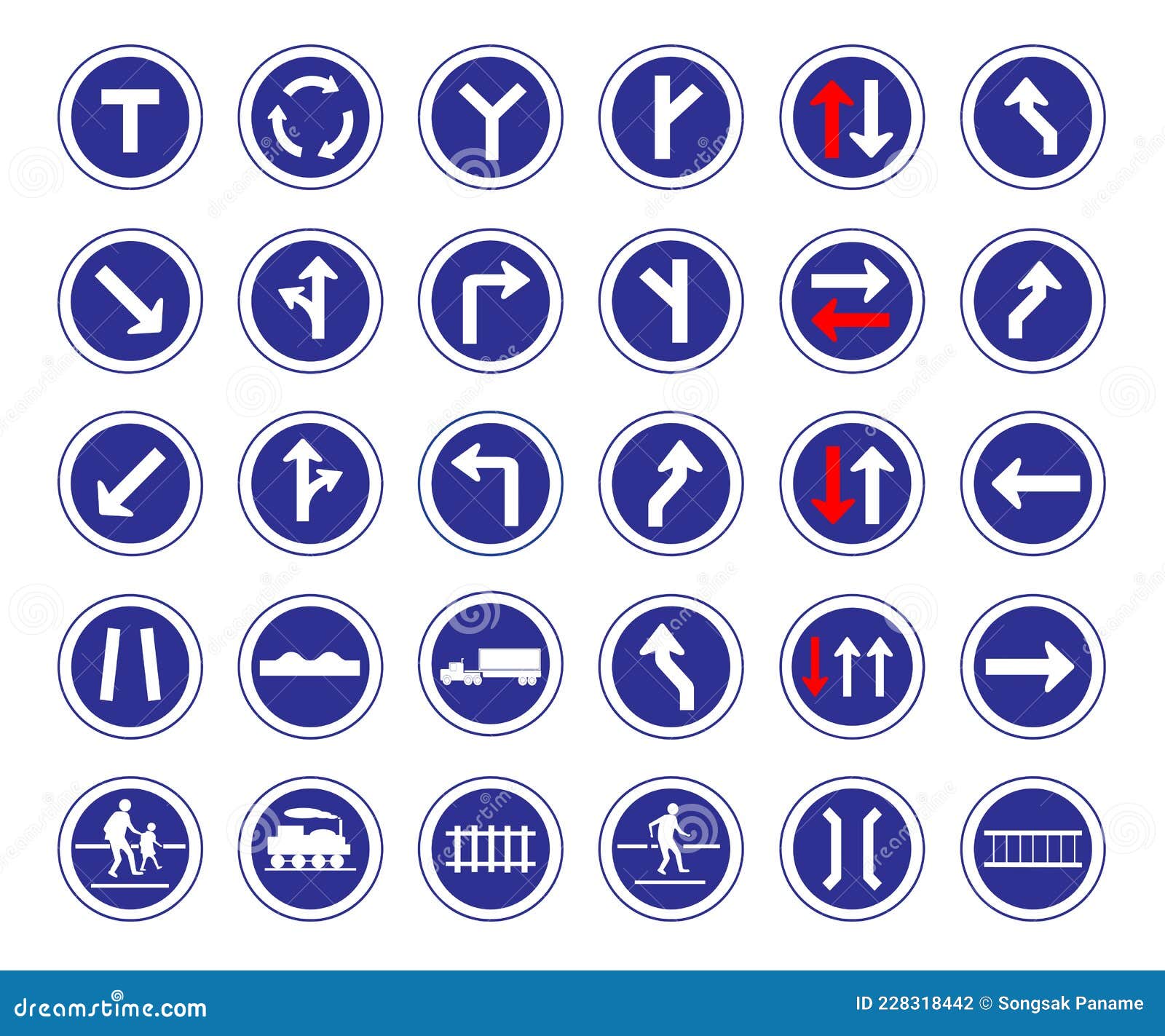 Traffic Circle Shape Blue Road Sign Stock Vector Illustration Of traffic-circle-shape-blue-road-sign-stock-vector-illustration-of