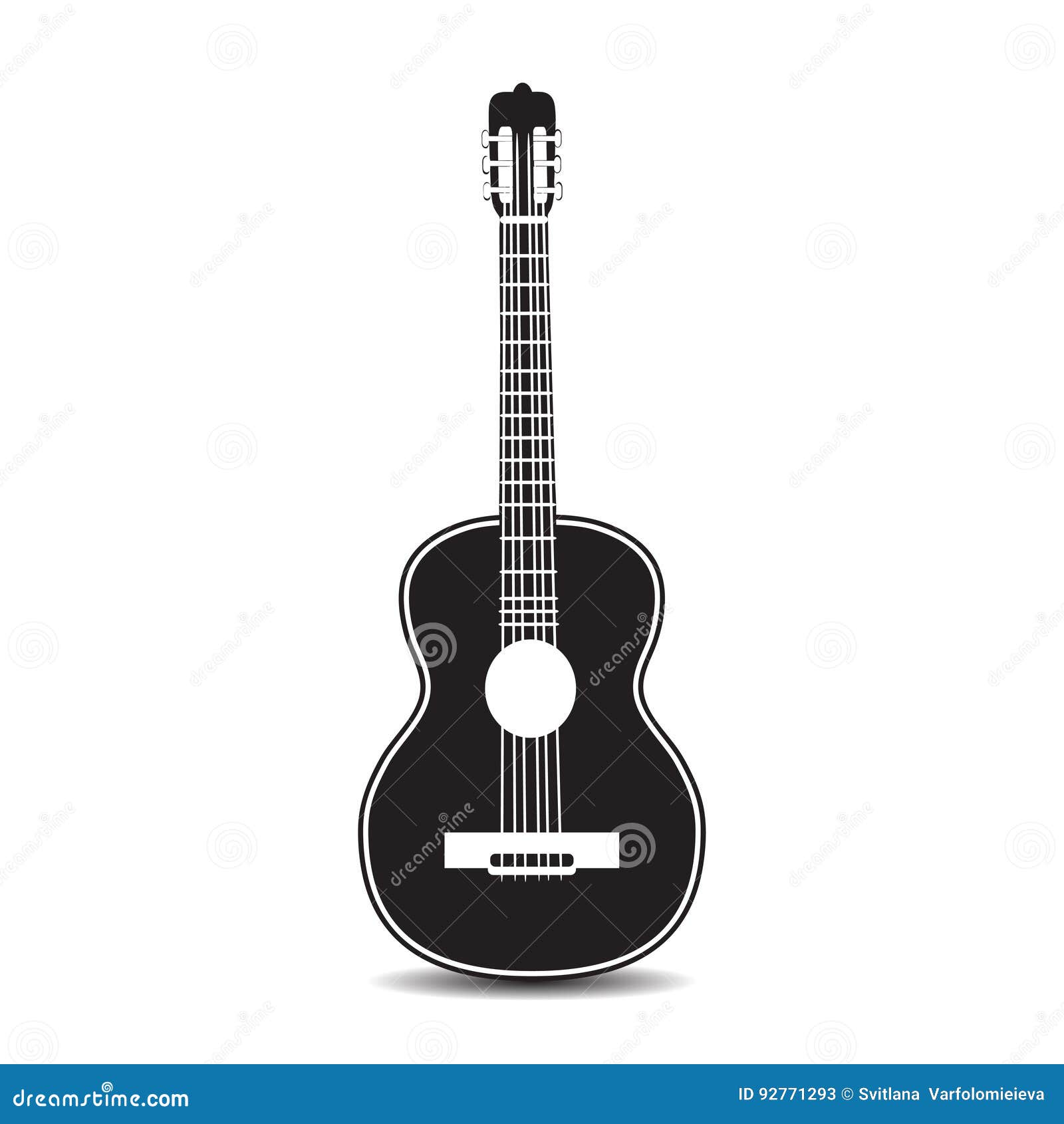   of classic guitar in flat style
