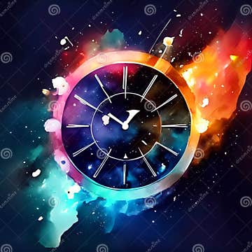 Vector Illustration of a Clock on a Fire Background. Time Concept Stock ...