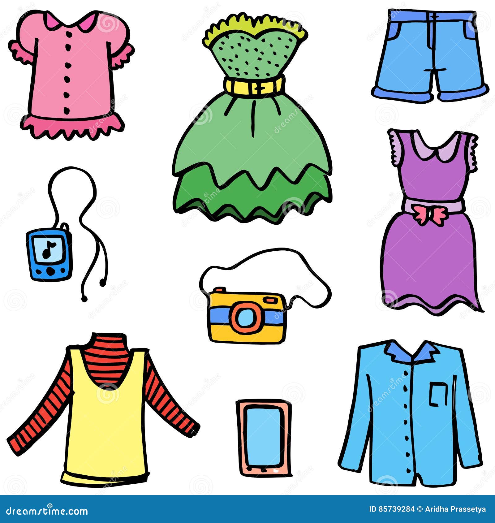 Vector Illustration of Clothes Style Doodles Stock Vector ...