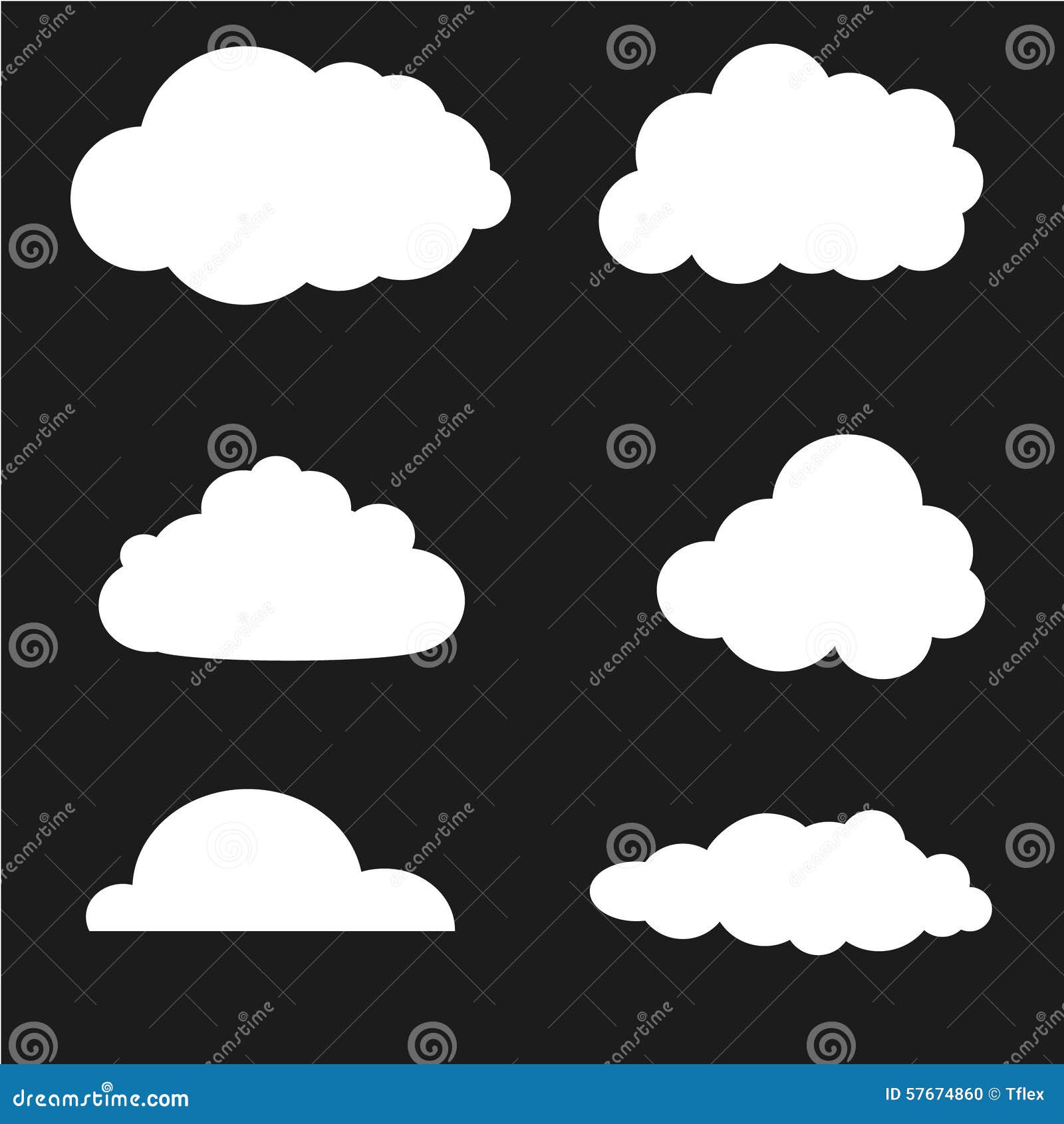 Vector Illustration of Clouds Collection. White Stock Vector
