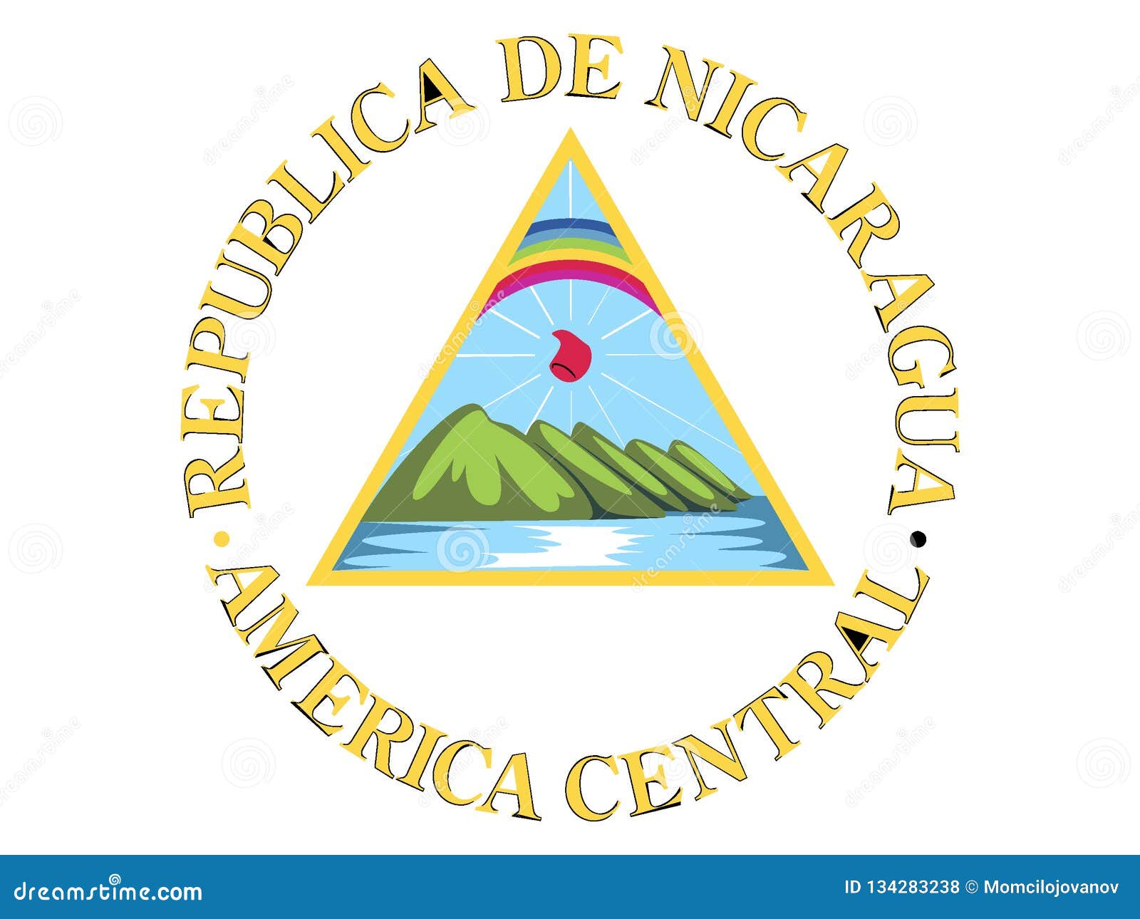 Download Coat of arms of Nicaragua stock vector. Illustration of isolated - 134283238