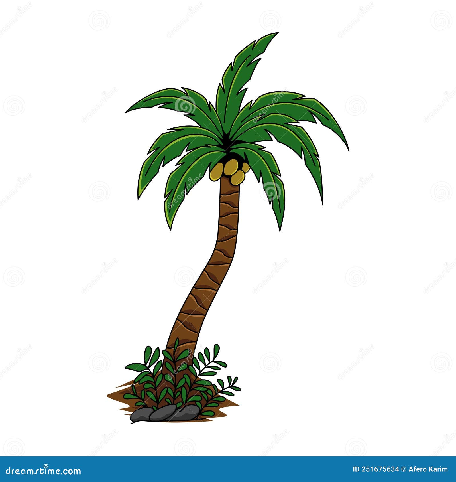 Coconut tree illustration stock vector. Illustration of element - 251675634