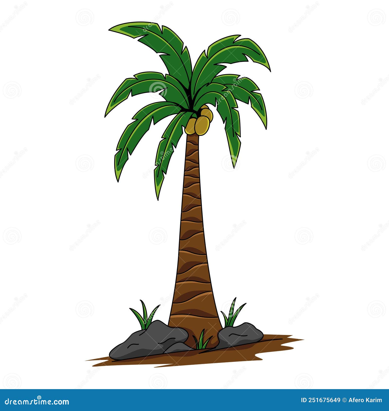 Coconut tree illustration stock vector. Illustration of color - 251675649