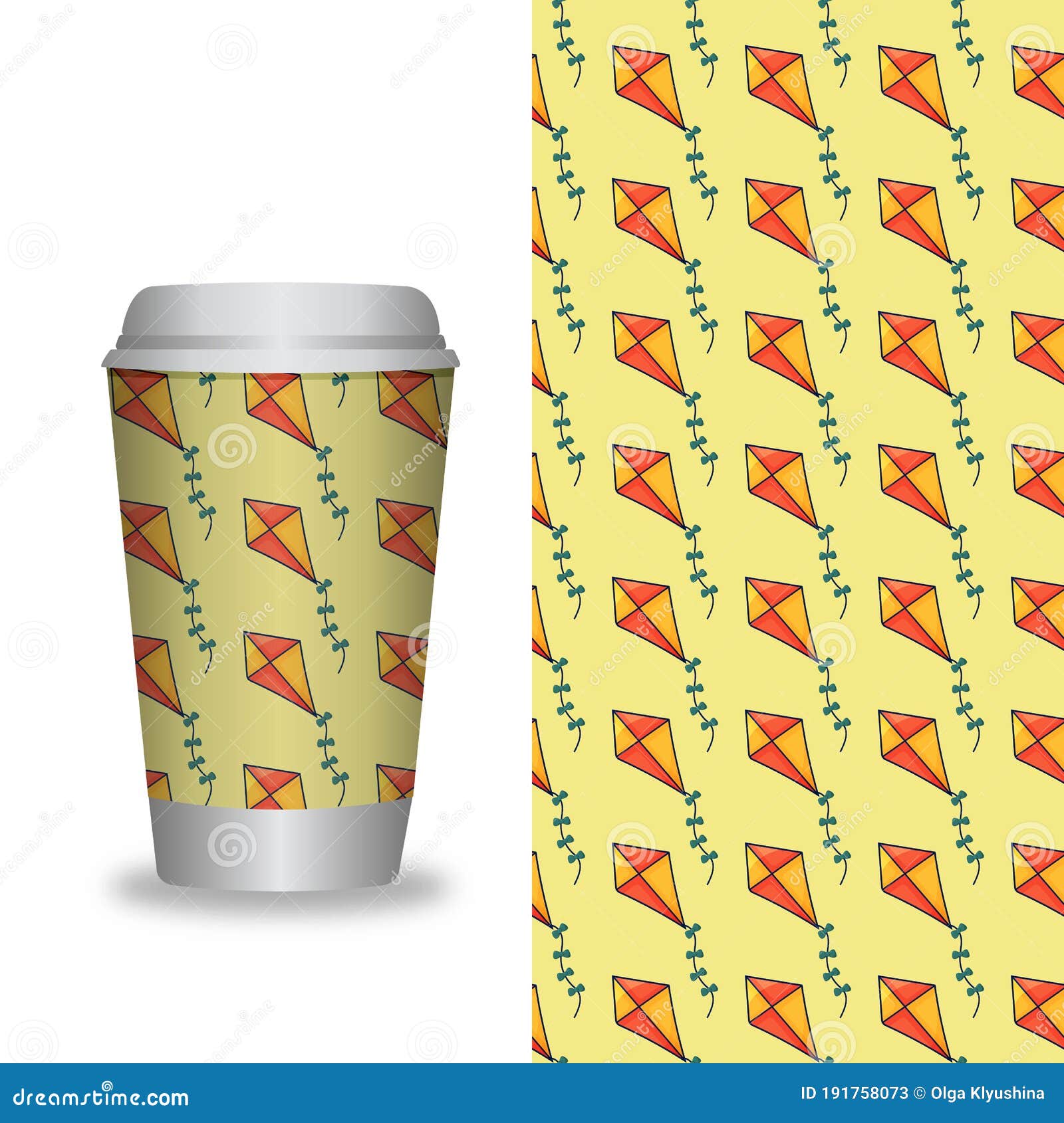 Vector Illustration. Coffee Cup with Patterns Template. Stock Vector